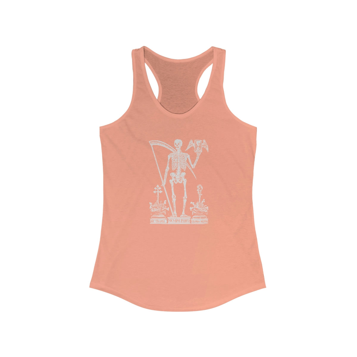 Vintage Memento Mori - Sic Transit, Nemini Parco, Gloria Mundi - Racerback Tank - Image 2