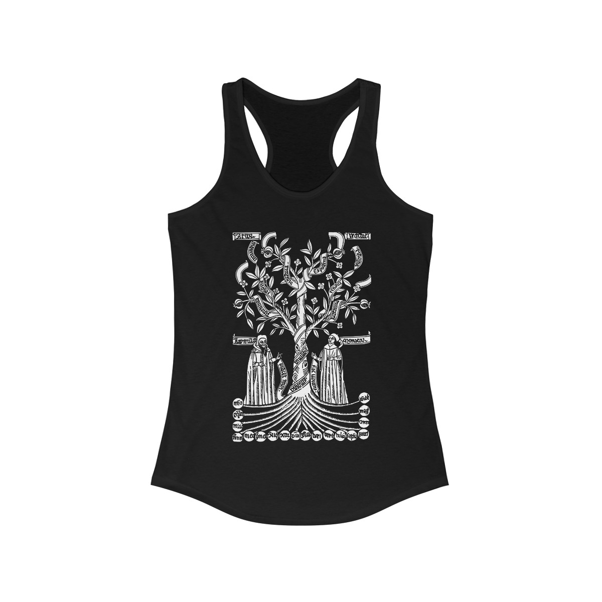 Ramon Llull - 13th Century Medieval Engraving- Arbor Scientae -  Racerback Tank - Image 2