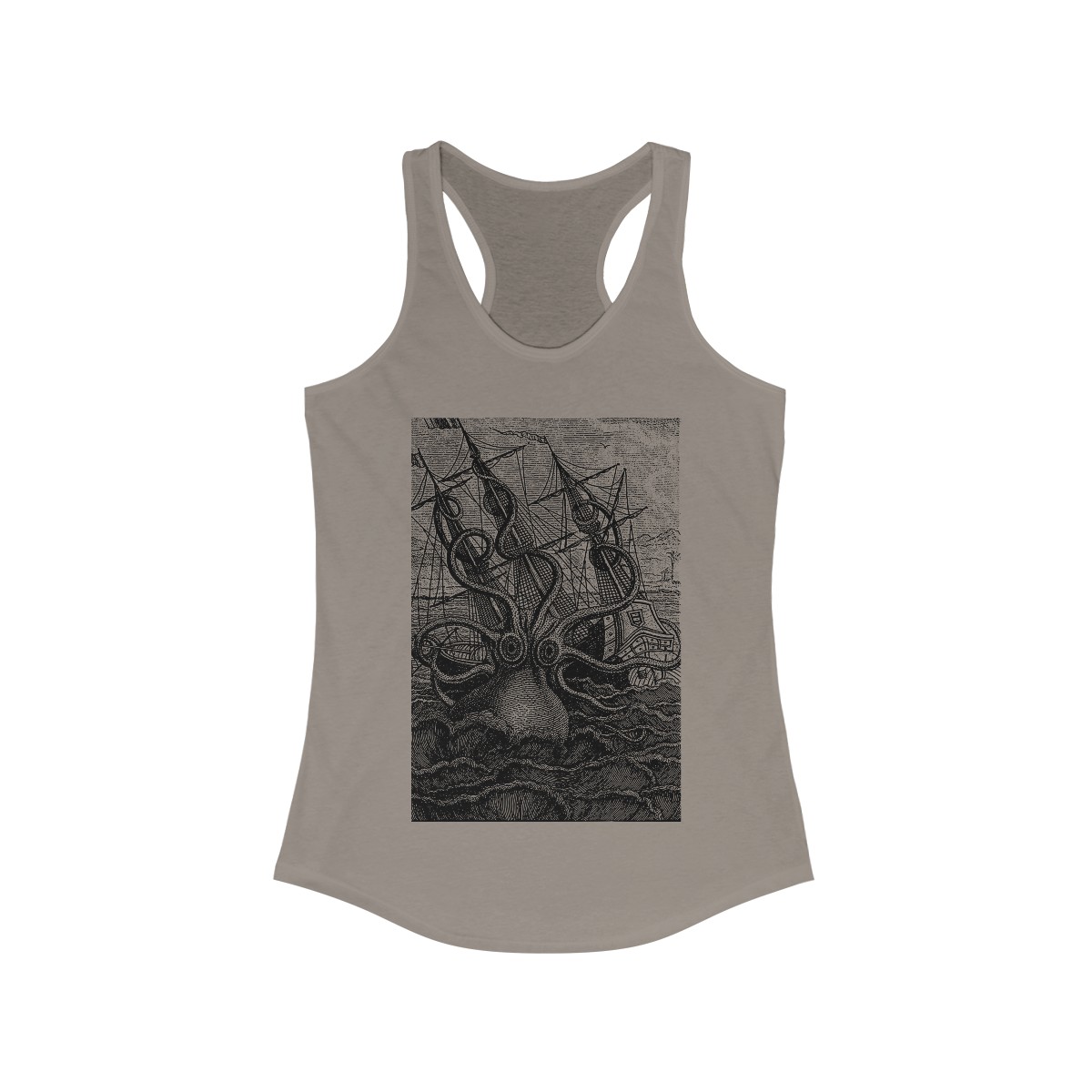 Kraken Vintage Nautical Print - Octopus - Sea Monster - Pirate Ship - Racerback Tank - Image 4