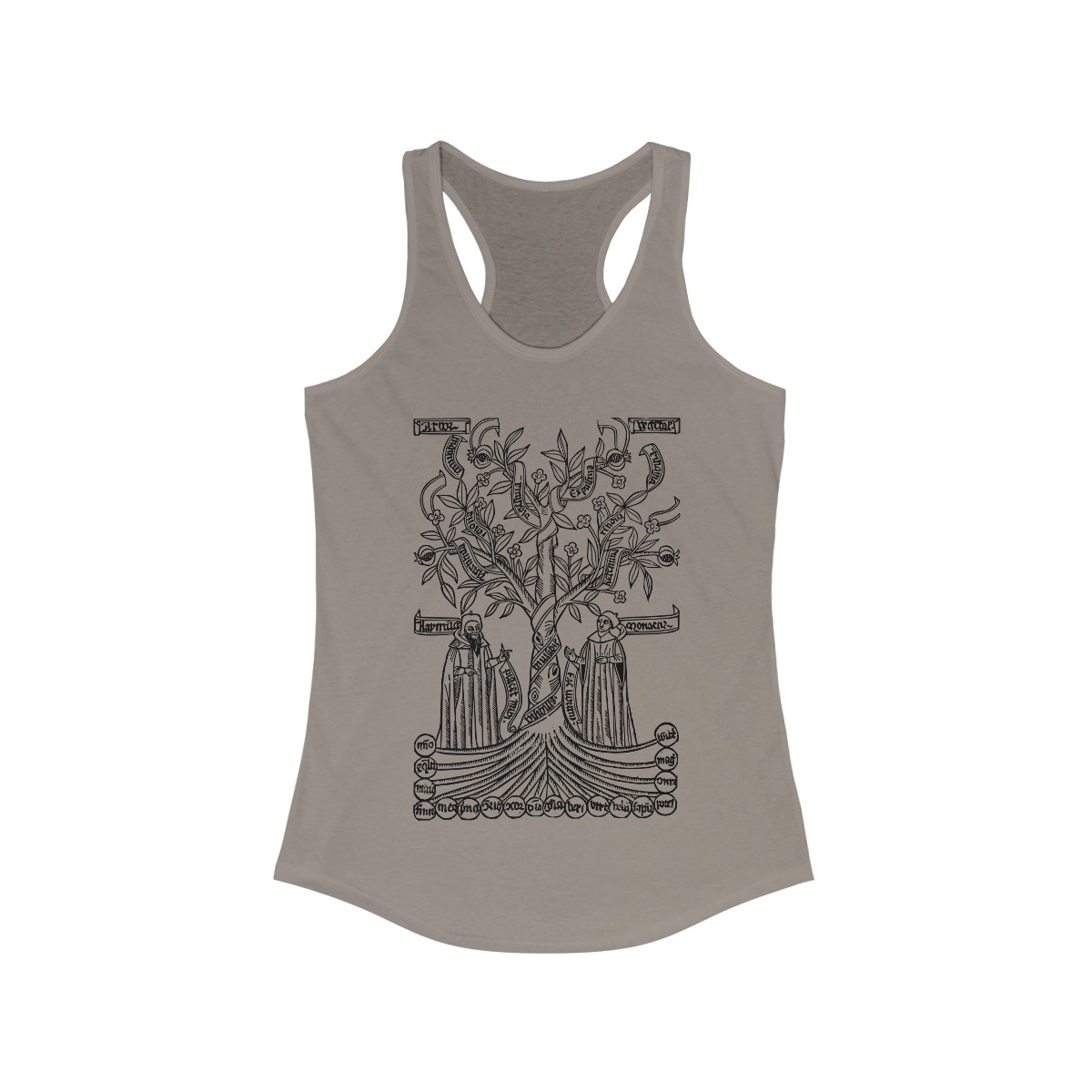 Ramon Llull - 13th Century Medieval Engraving- Arbor Scientae -  Racerback Tank - Image 4