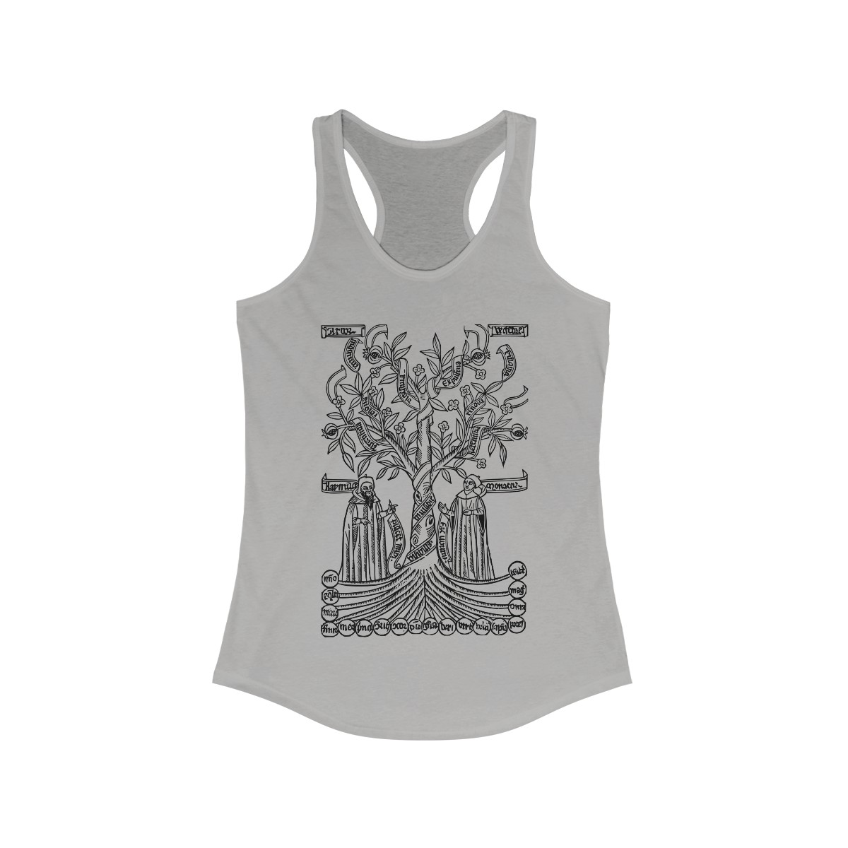 Ramon Llull - 13th Century Medieval Engraving- Arbor Scientae -  Racerback Tank - Image 3