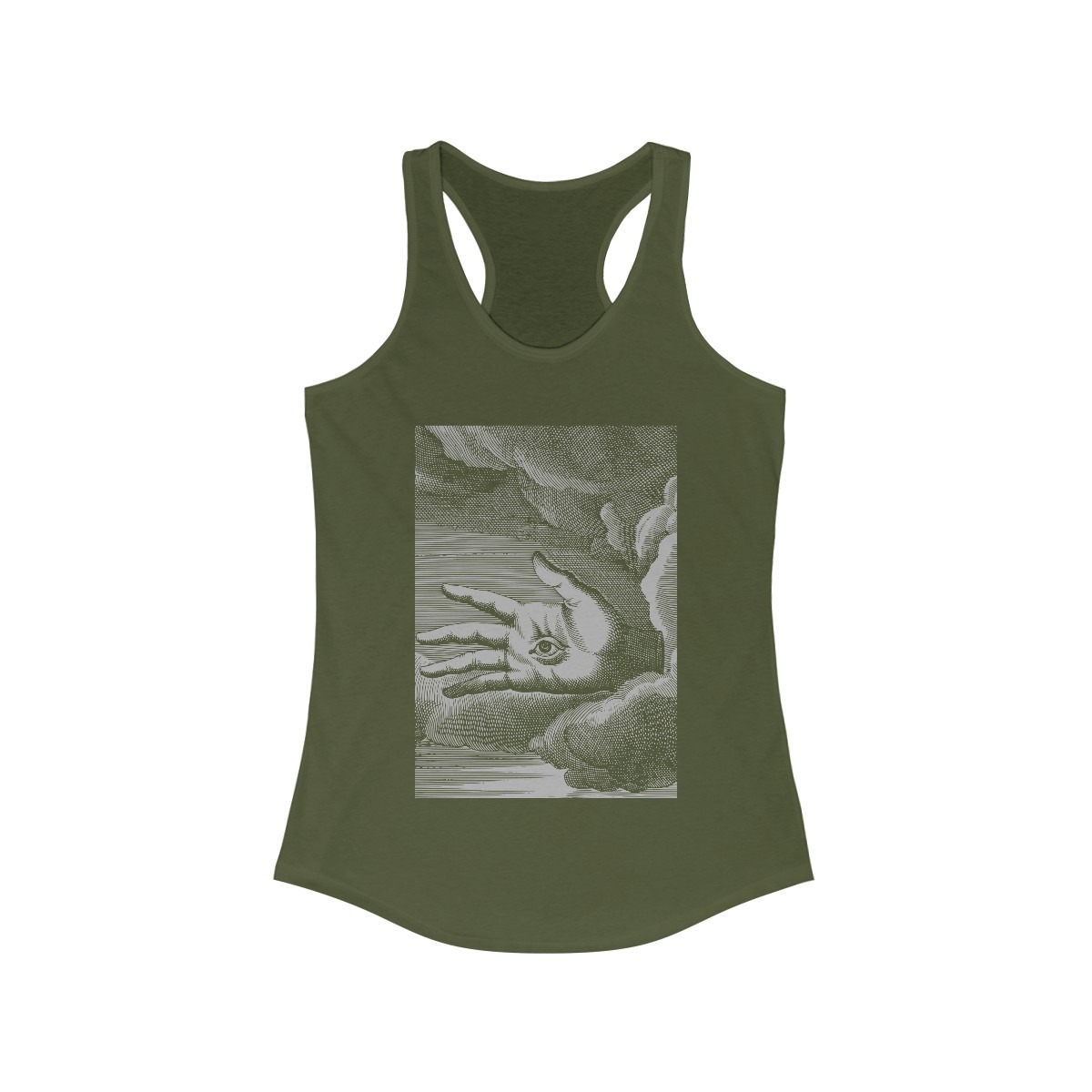 Jean Baudoin – Recveil D’Emblemes Divers – 1638 Engraving Print – Hamsa – Esoteric Print - Racerback Tank - Image 2