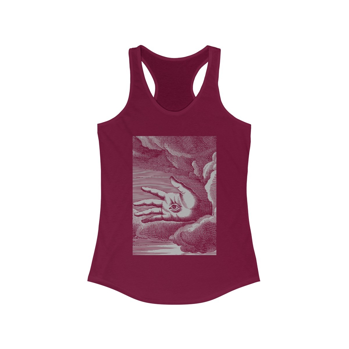 Jean Baudoin – Recveil D’Emblemes Divers – 1638 Engraving Print – Hamsa – Esoteric Print - Racerback Tank - Image 5