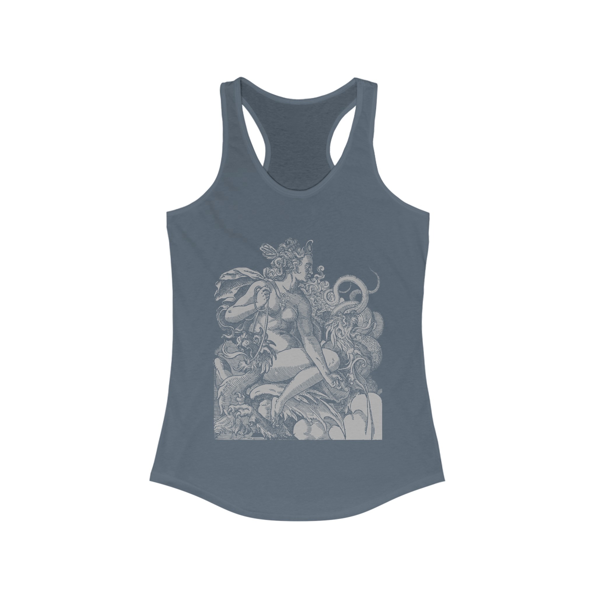Dragon Goddess - Jost Amman 16th Century Vintage Illustration - Racerback Tank - Image 4