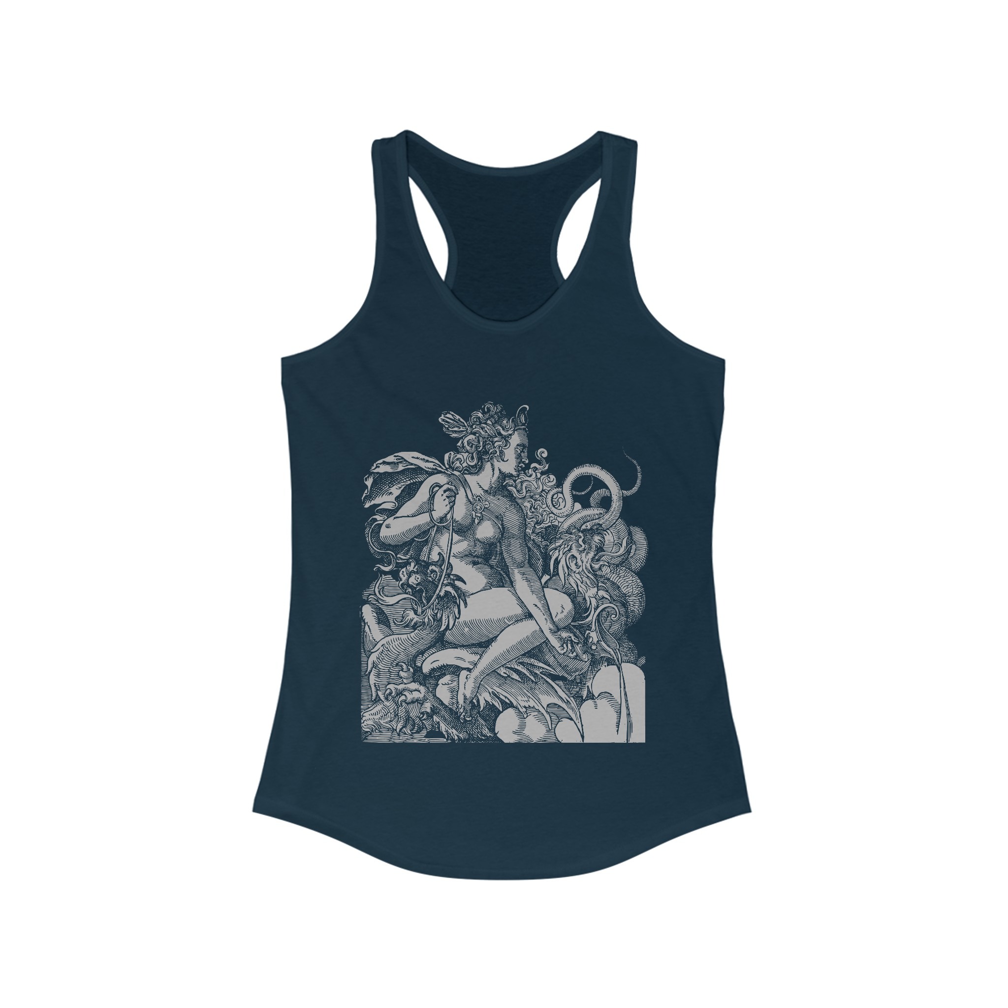 Dragon Goddess - Jost Amman 16th Century Vintage Illustration - Racerback Tank - Image 5