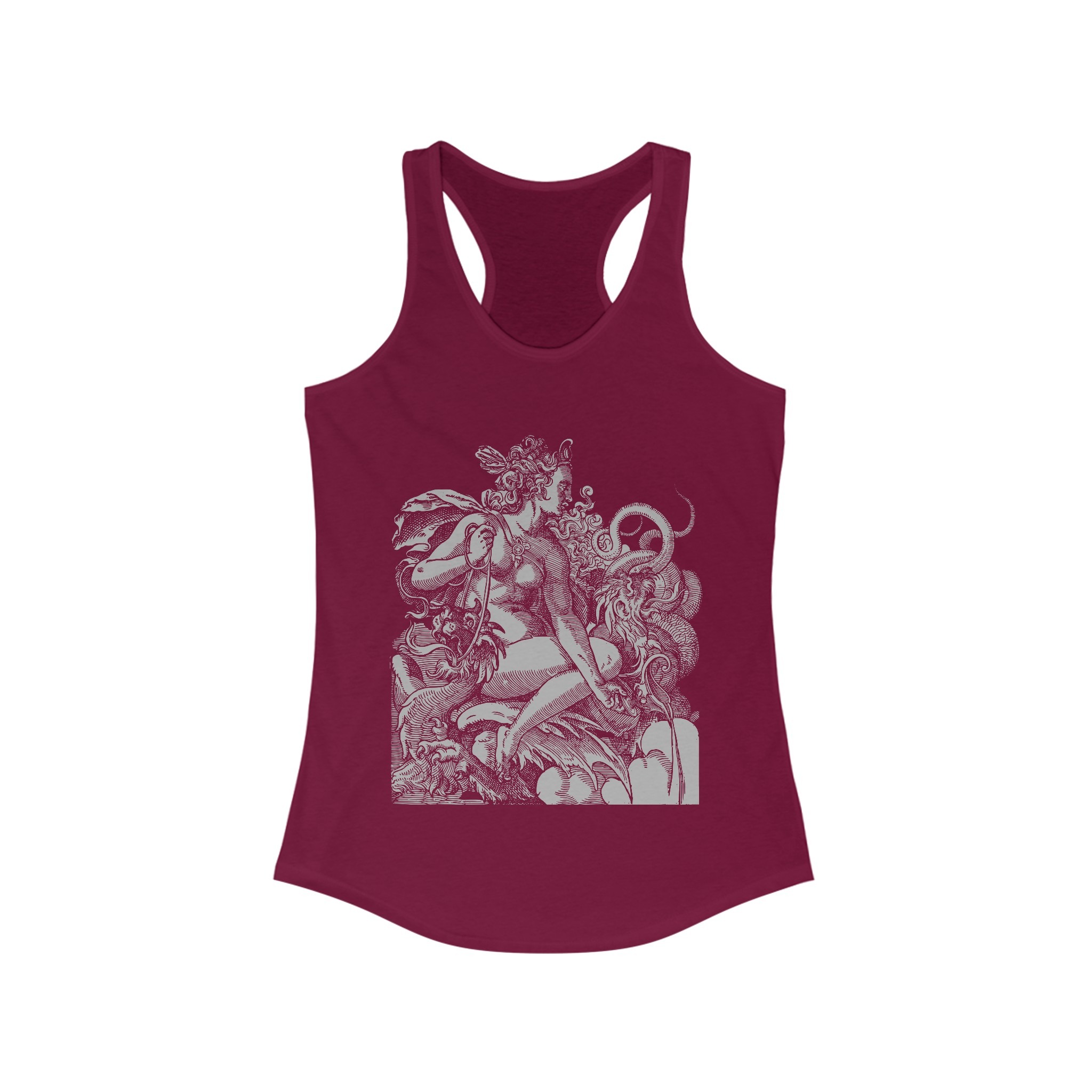 Dragon Goddess - Jost Amman 16th Century Vintage Illustration - Racerback Tank - Image 6