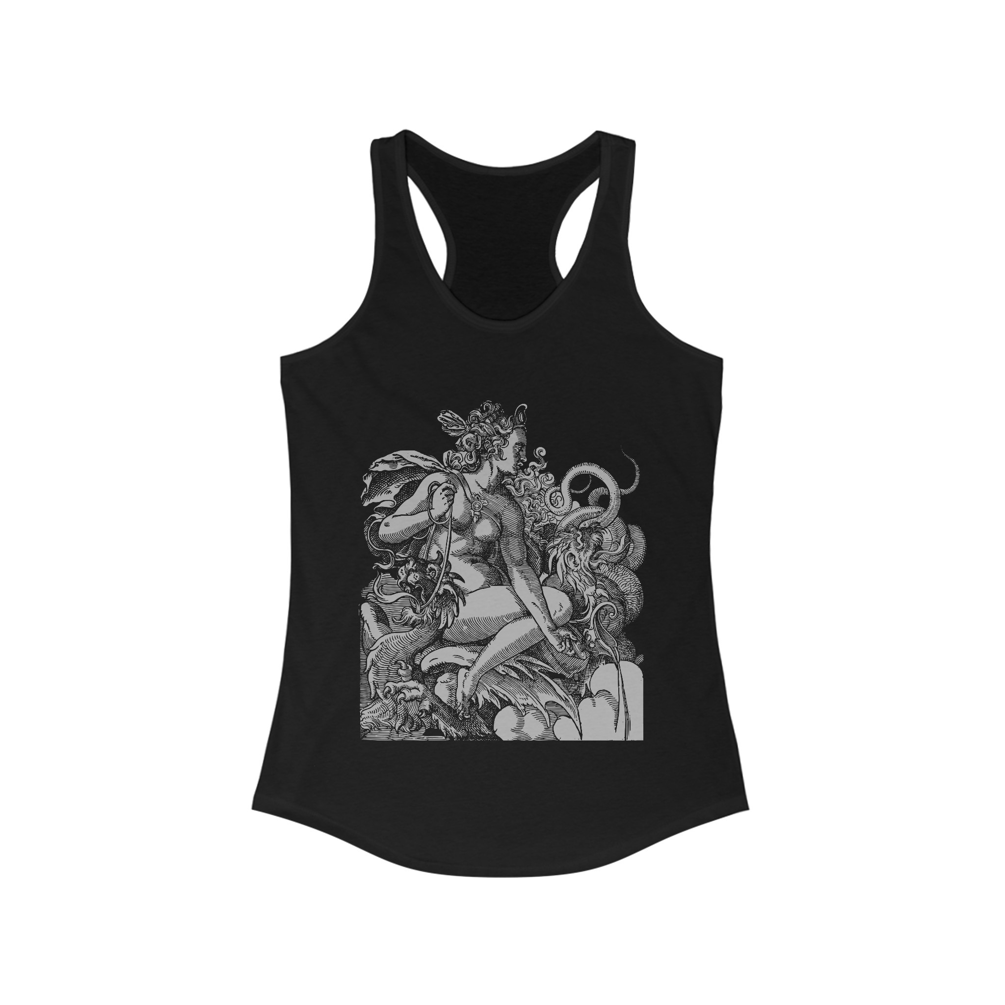 Dragon Goddess - Jost Amman 16th Century Vintage Illustration - Racerback Tank - Image 2