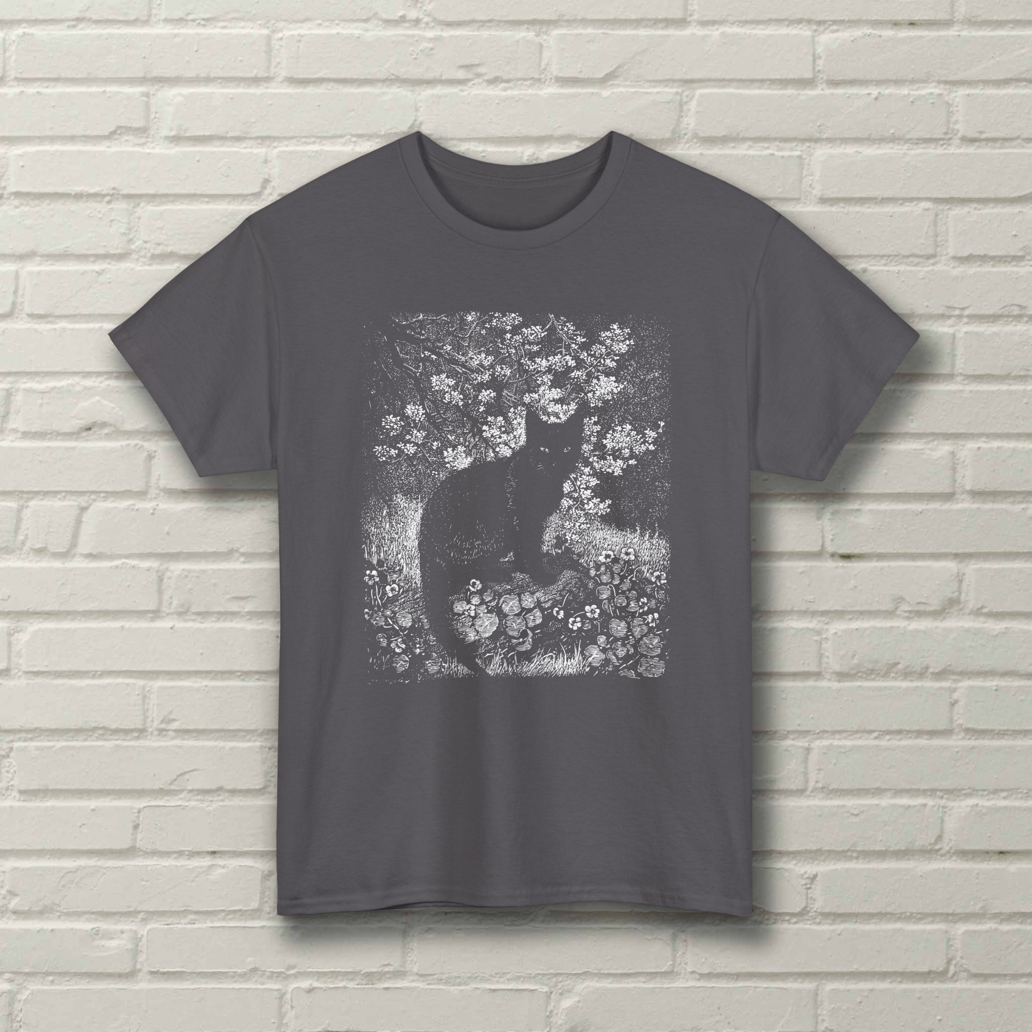 The Witch - 1900 Lionel Lindsay Engraving - Black Cat - Cat Lovers Gift - Unisex T-shirt - Image 6