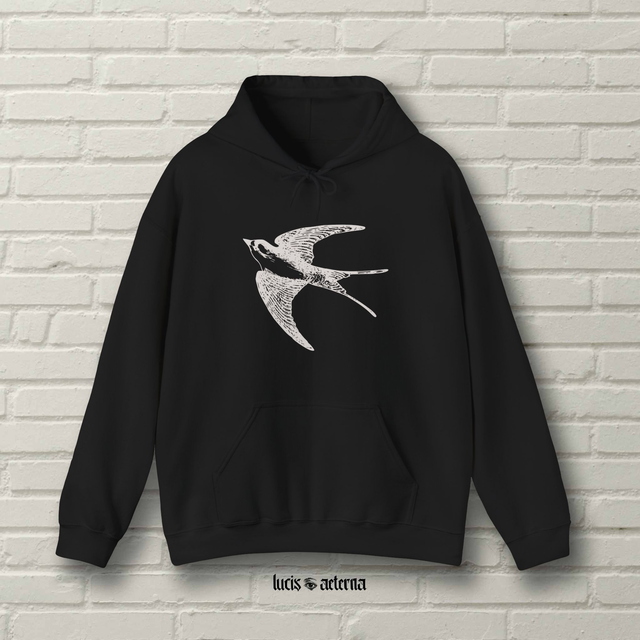 Vintage Swallow Engraving - Unisex Heavy Blend Hooded Sweatshirt - Image 5