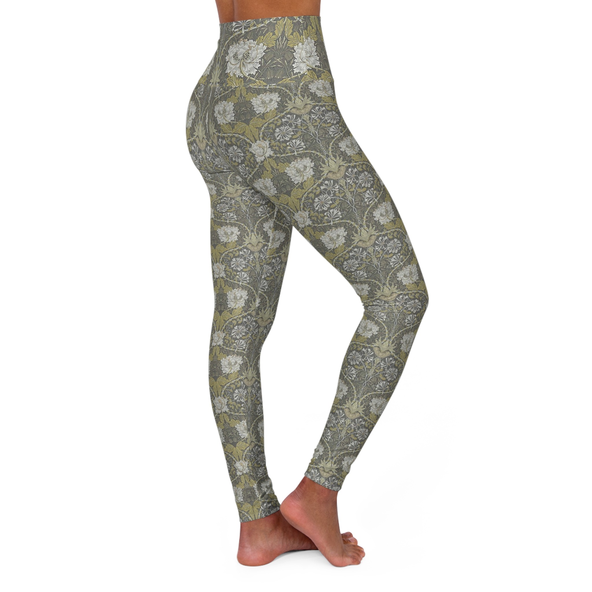 Vintage Art Nouveau pattern - Honeysuckle - 1876 - High Waisted Yoga Leggings - Image 4