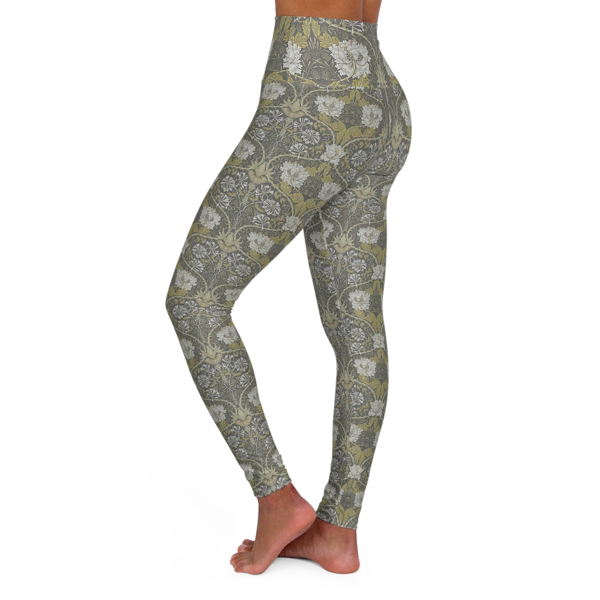 Vintage Art Nouveau pattern - Honeysuckle - 1876 - High Waisted Yoga Leggings - Image 3