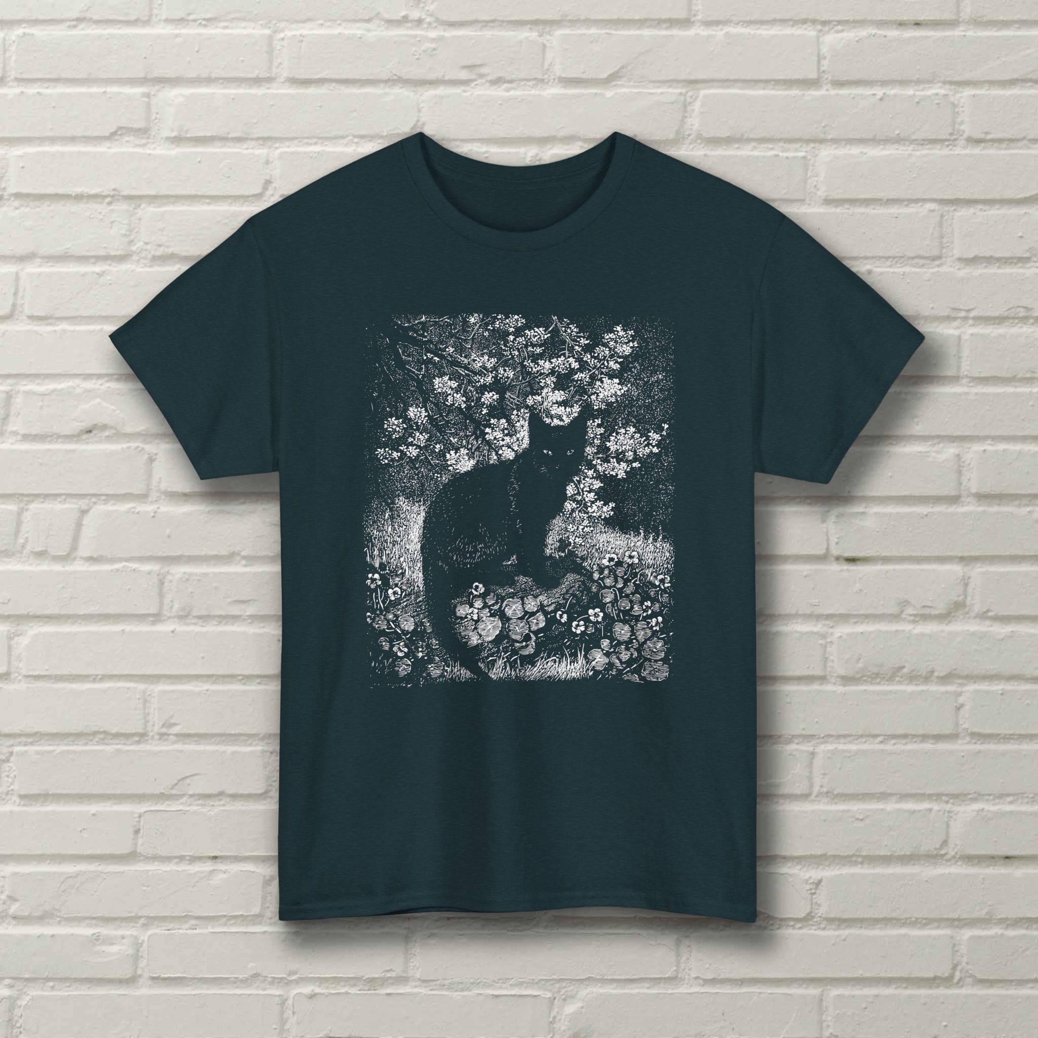 The Witch - 1900 Lionel Lindsay Engraving - Black Cat - Cat Lovers Gift - Unisex T-shirt - Image 4