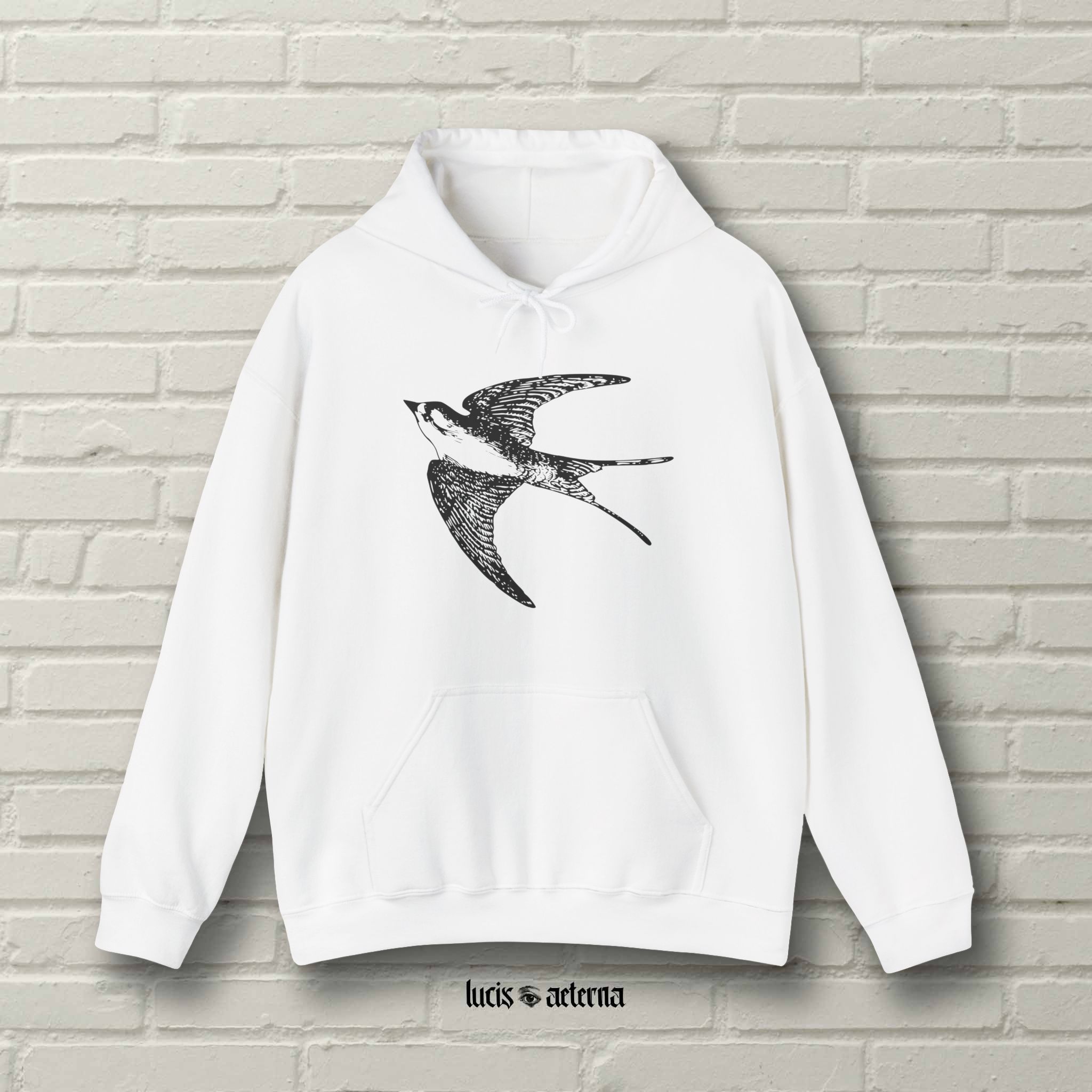 Vintage Swallow Engraving - Unisex Heavy Blend Hooded Sweatshirt - Image 4