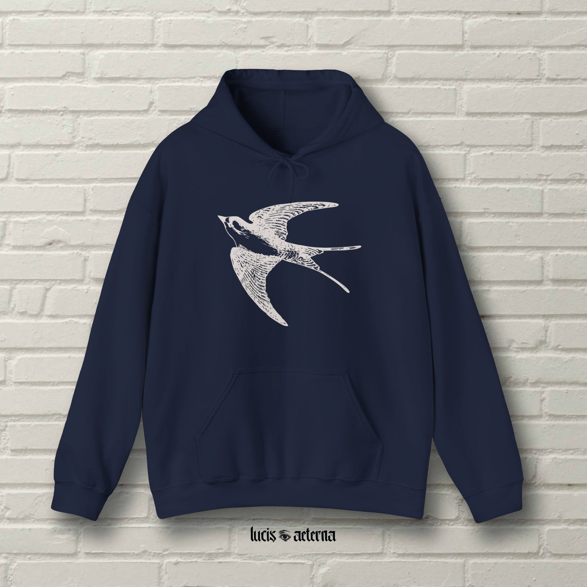 Vintage Swallow Engraving - Unisex Heavy Blend Hooded Sweatshirt - Image 8