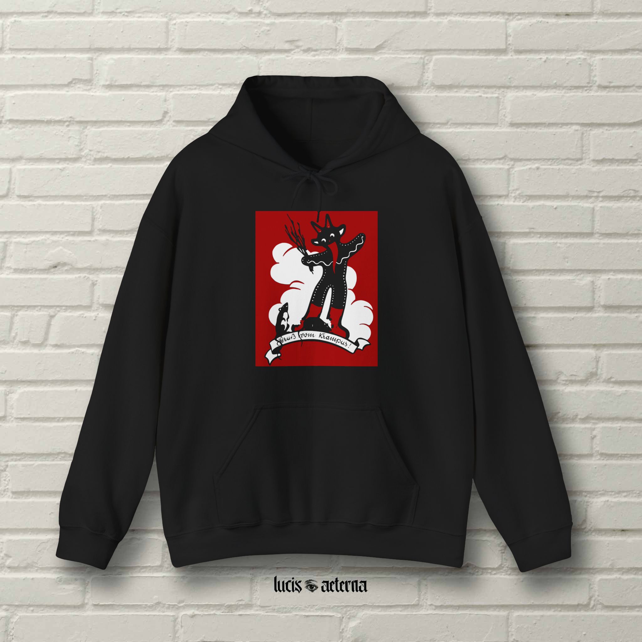 Gingerbread Krampus - Vintage Christmas Lithograph - Unisex Heavy Blend Hoodie