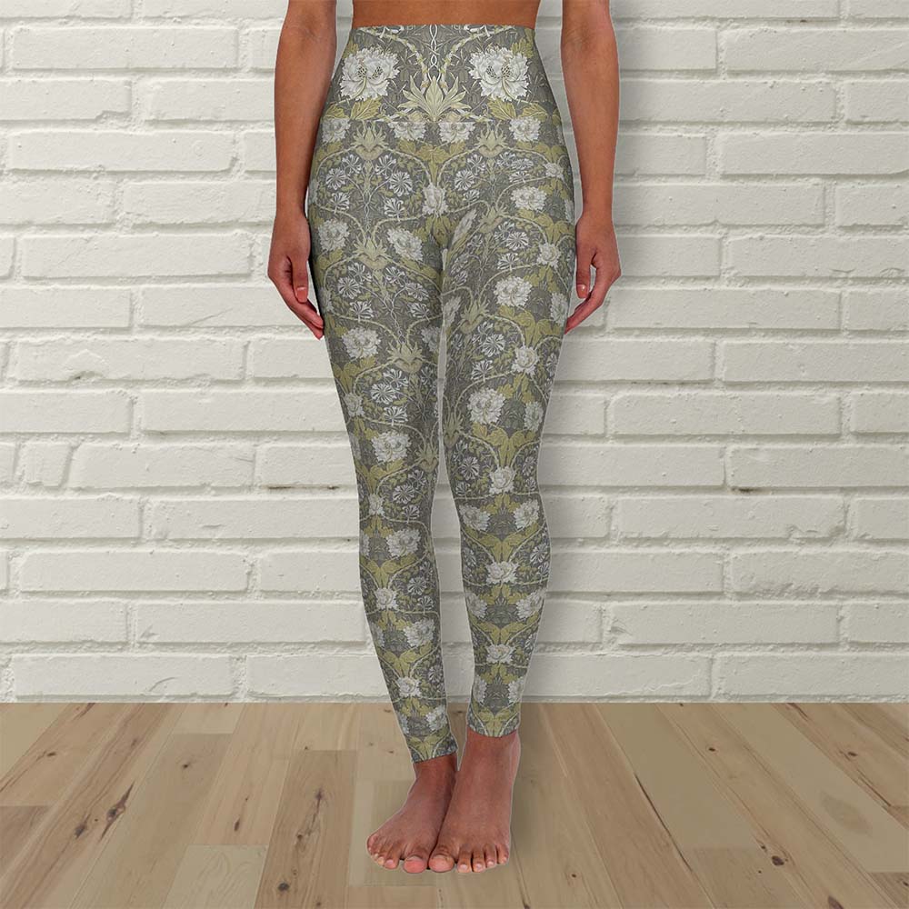 Vintage Art Nouveau pattern - Honeysuckle - 1876 - High Waisted Yoga Leggings
