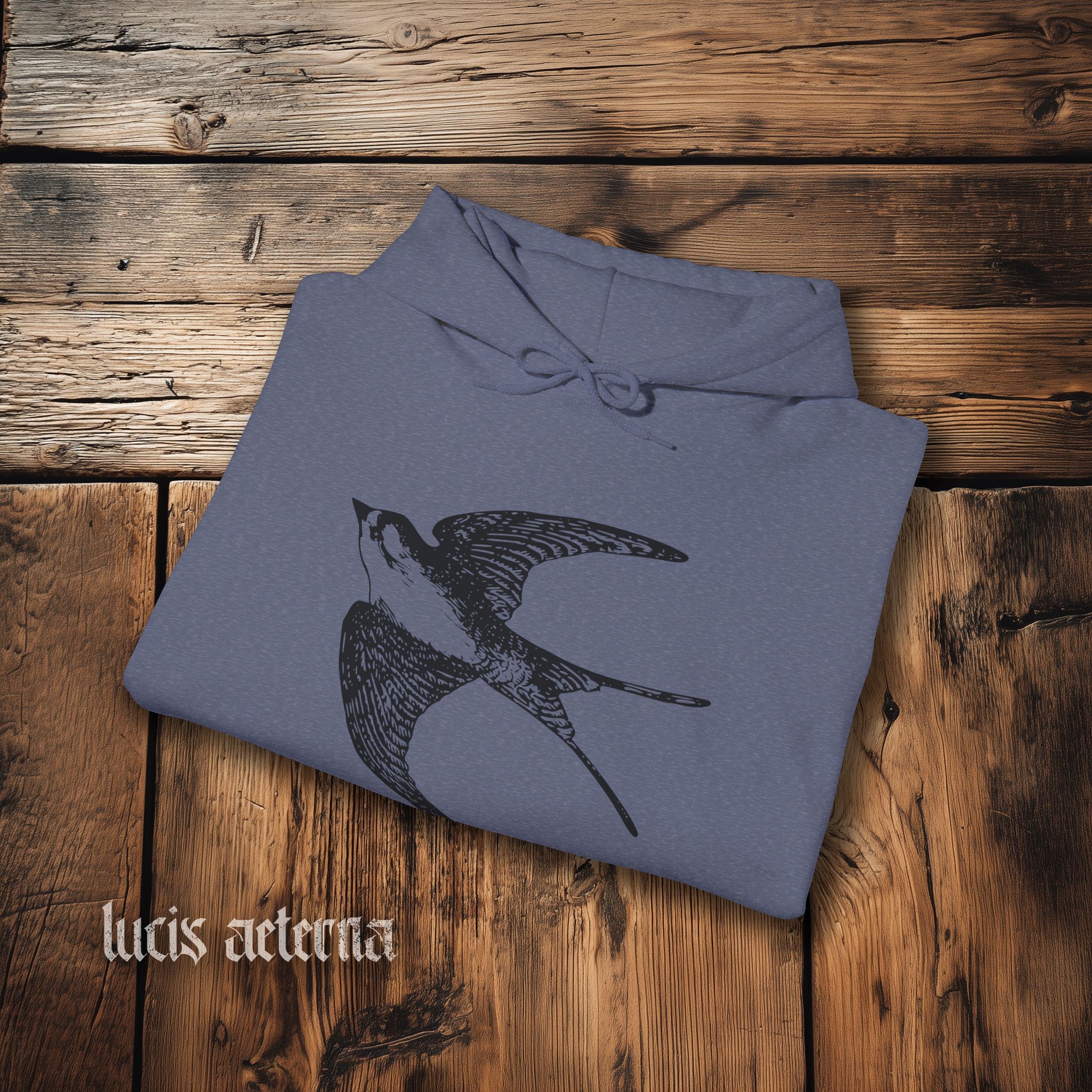 Vintage Swallow Engraving - Unisex Heavy Blend Hooded Sweatshirt - Image 2