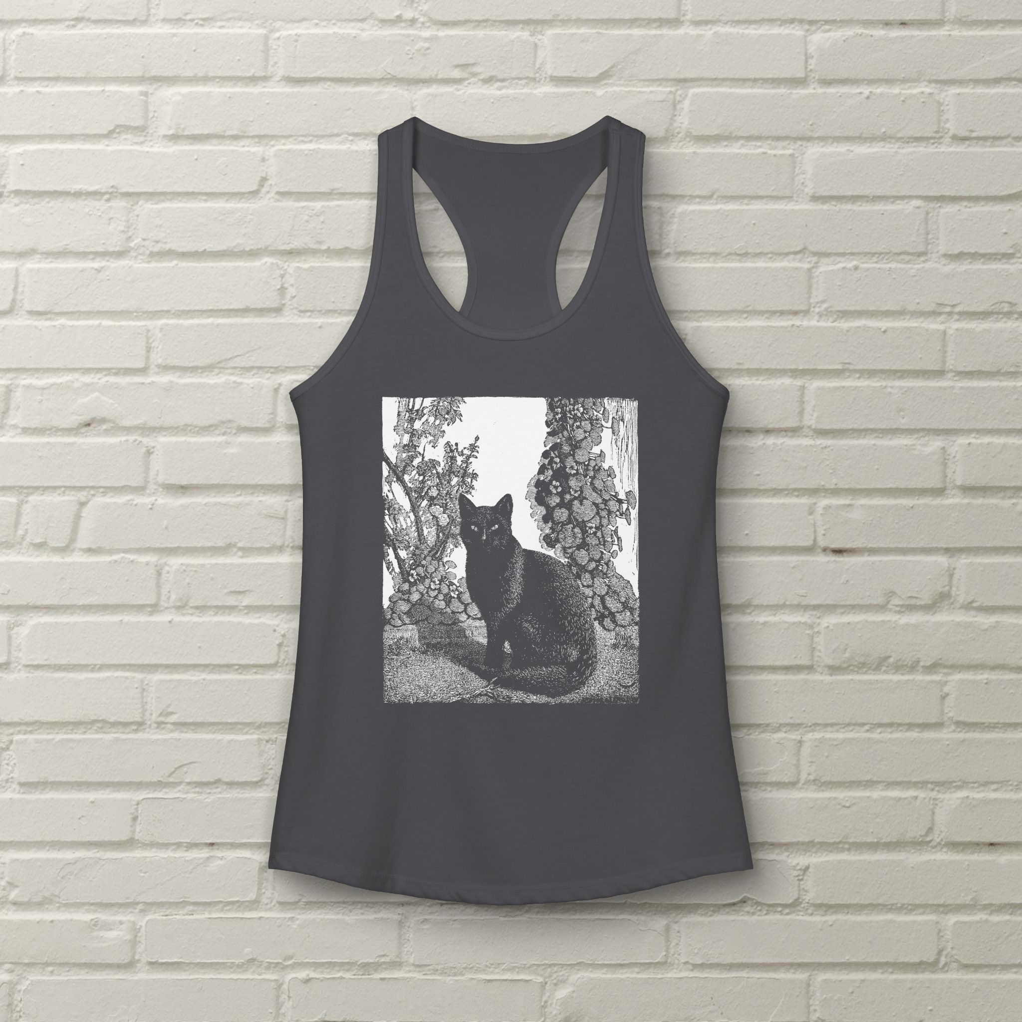 Lionel Lindsay Black Cat 1922 Woodcut Engraving - Boho - Goth - Light Academia - Racerback Tank - Image 4