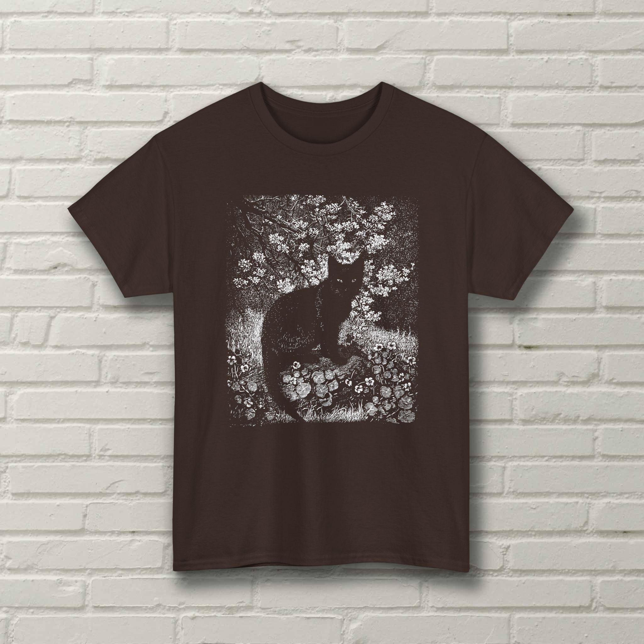 The Witch - 1900 Lionel Lindsay Engraving - Black Cat - Cat Lovers Gift - Unisex T-shirt - Image 2