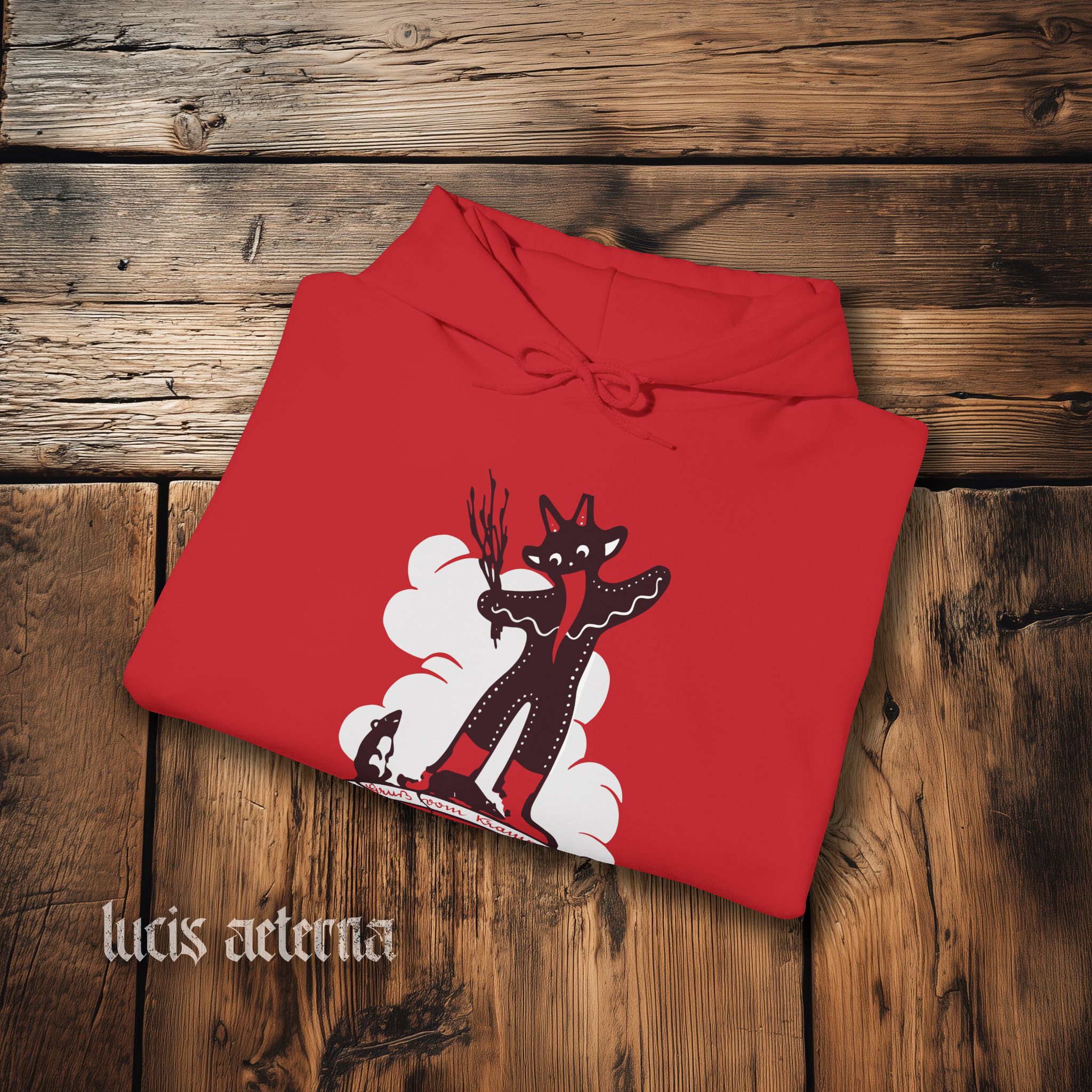 Gingerbread Krampus - Vintage Christmas Lithograph - Unisex Heavy Blend Hoodie - Image 6