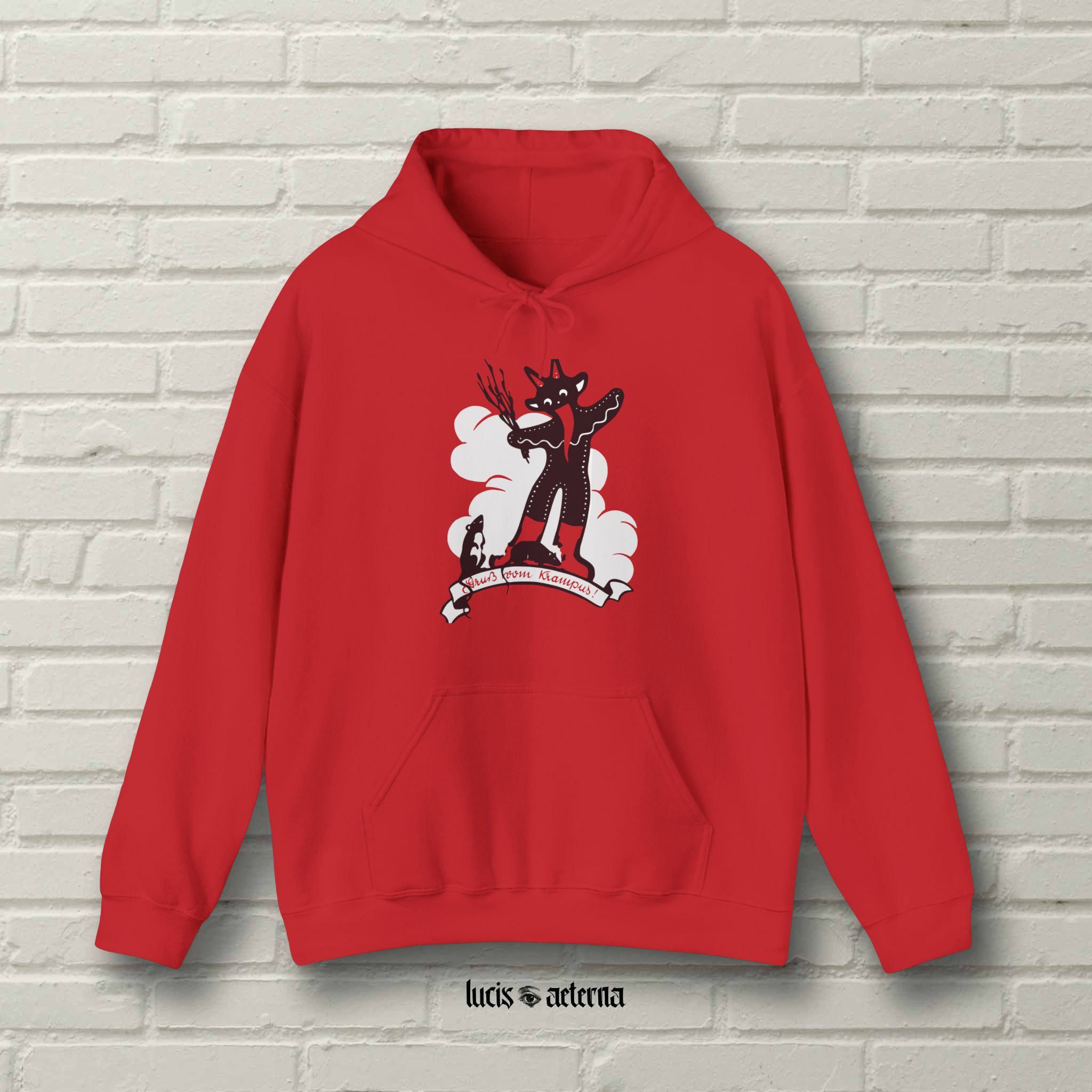 Gingerbread Krampus - Vintage Christmas Lithograph - Unisex Heavy Blend Hoodie - Image 5