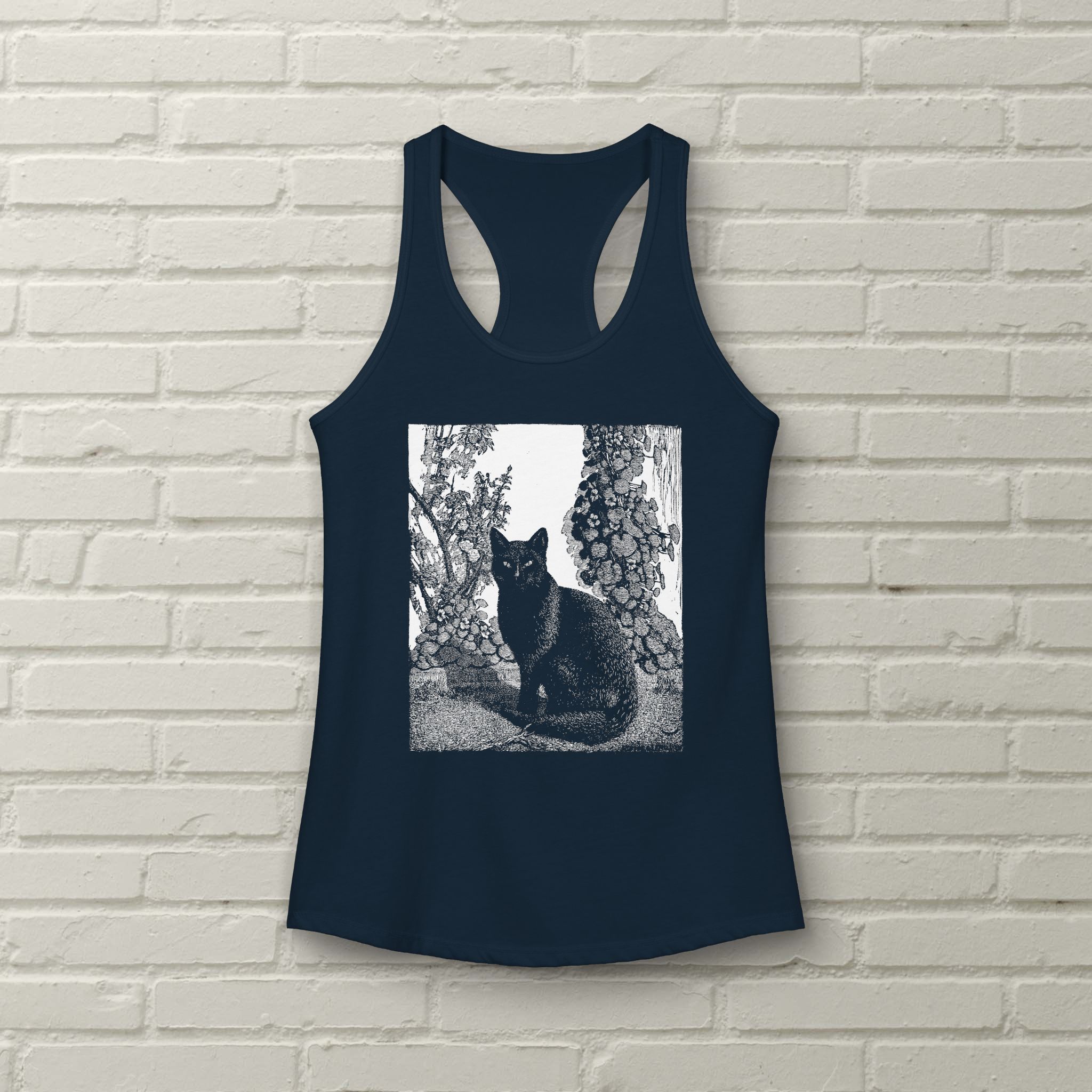Lionel Lindsay Black Cat 1922 Woodcut Engraving - Boho - Goth - Light Academia - Racerback Tank - Image 3