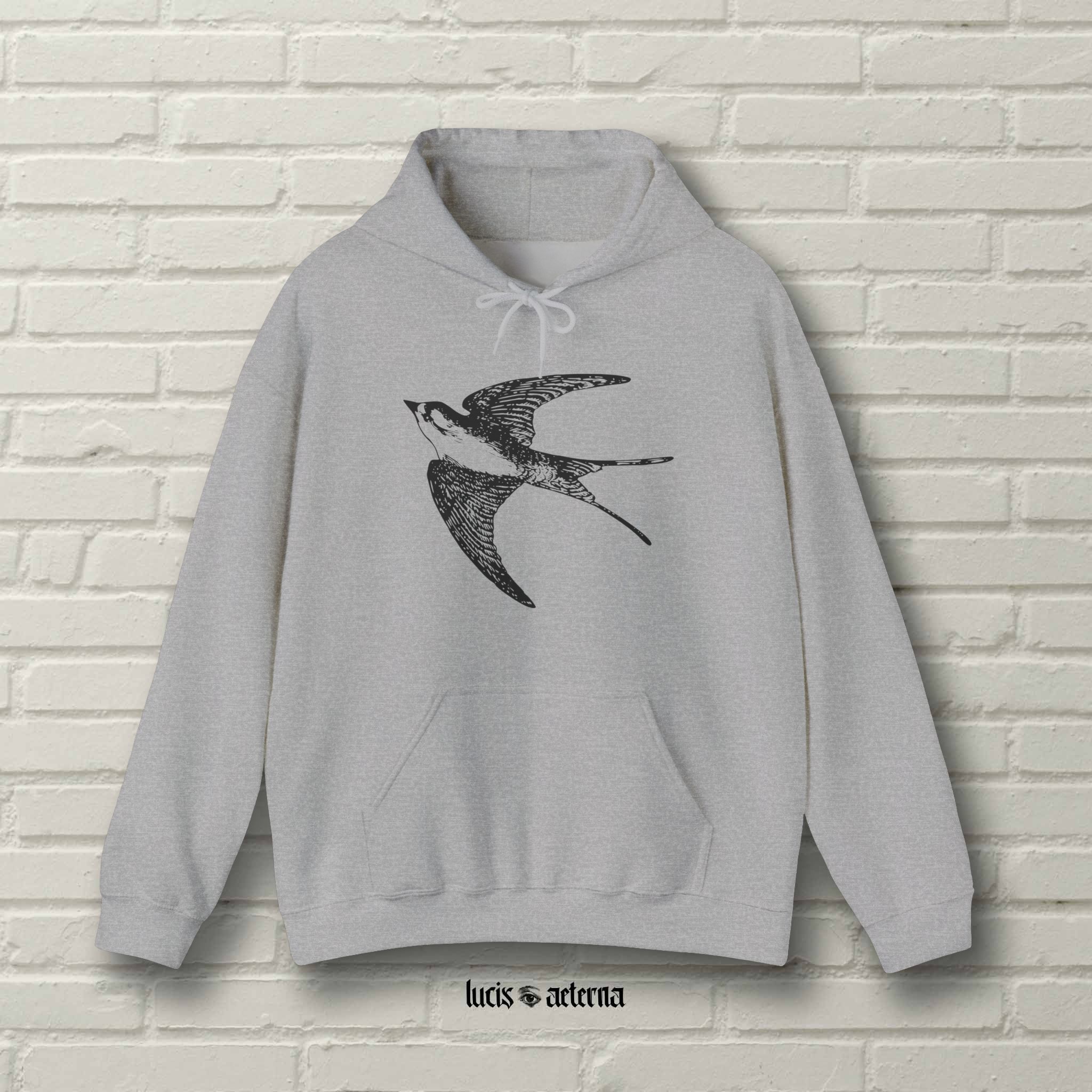 Vintage Swallow Engraving - Unisex Heavy Blend Hooded Sweatshirt - Image 7