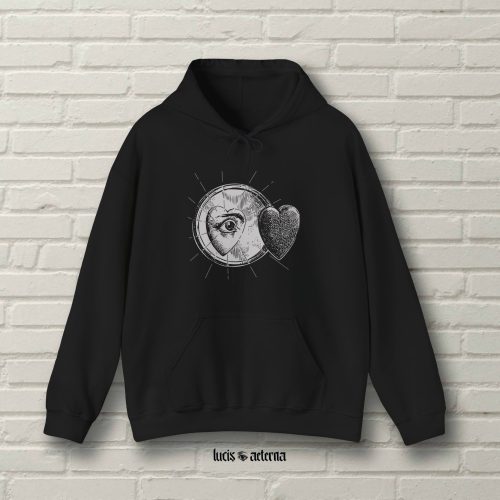 Amor Fati - The Mirror - Quarles' Emblems Engraving Print - Goth Witch Unisex Hoodie