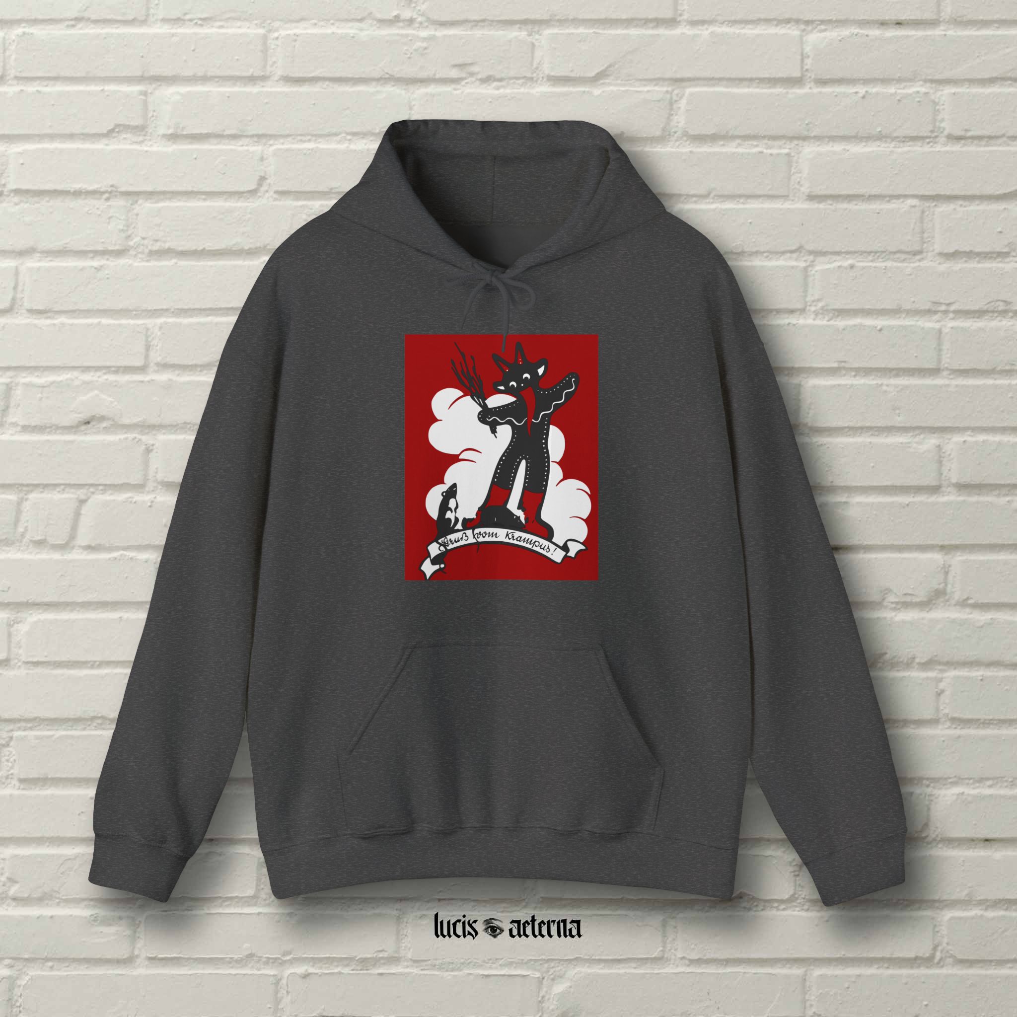 Gingerbread Krampus - Vintage Christmas Lithograph - Unisex Heavy Blend Hoodie - Image 4