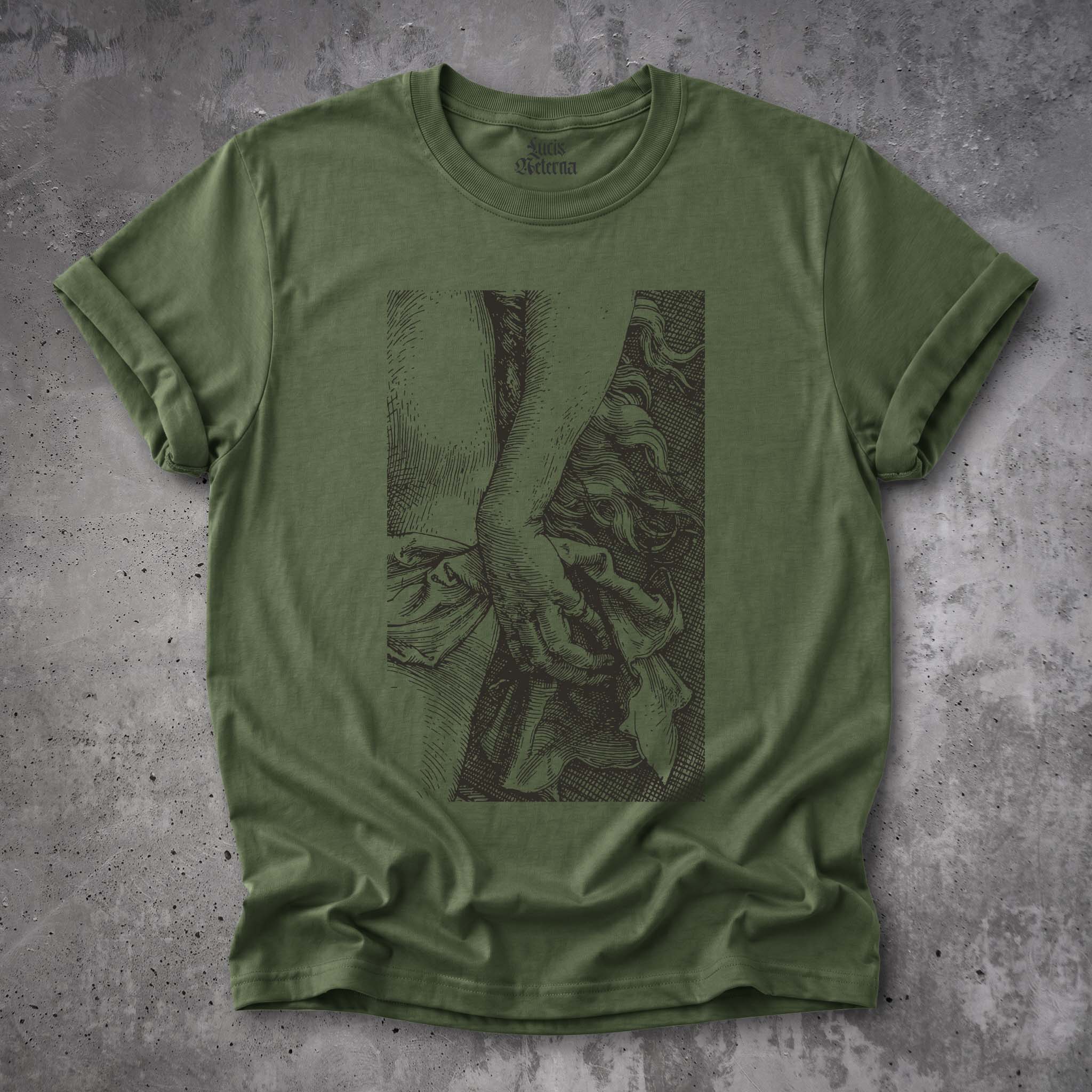 Albrecht Dürer Temptation of the Idler Detail - Unisex T-shirt - Image 3