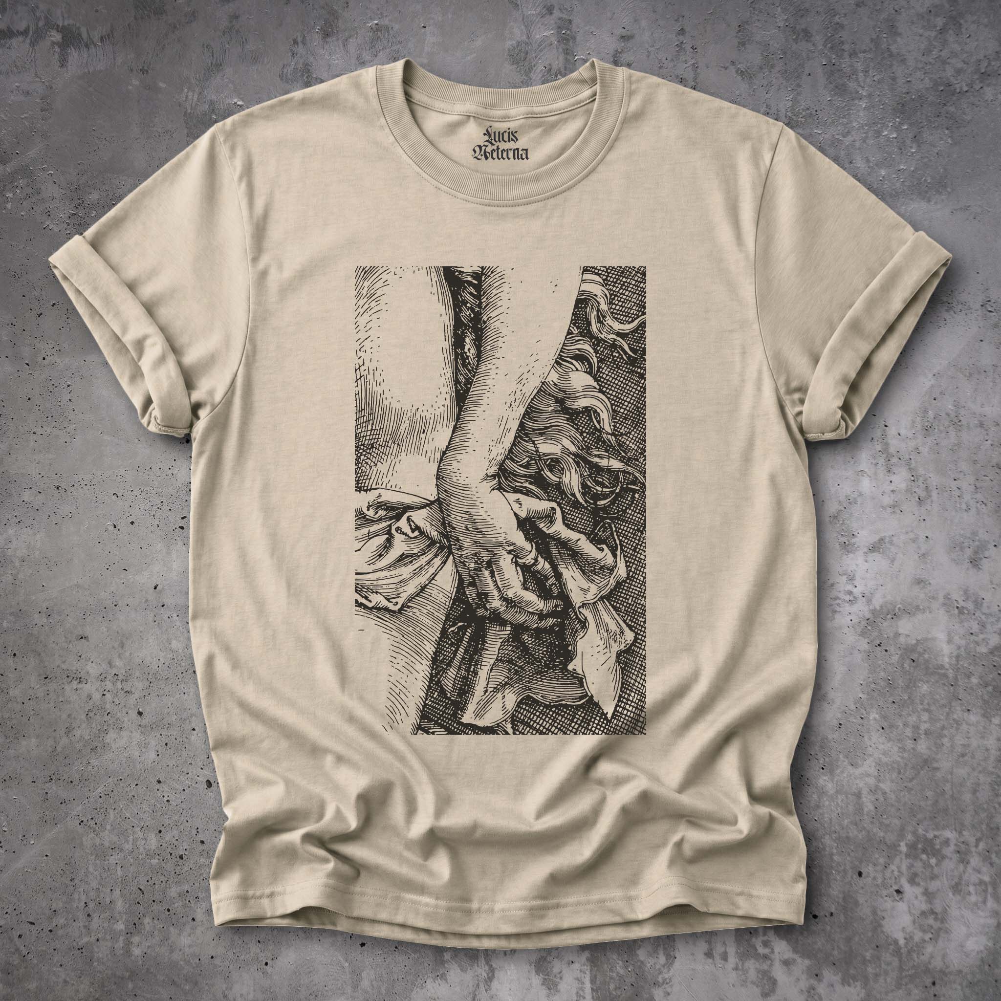 Albrecht Dürer Temptation of the Idler Detail - Unisex T-shirt - Image 4
