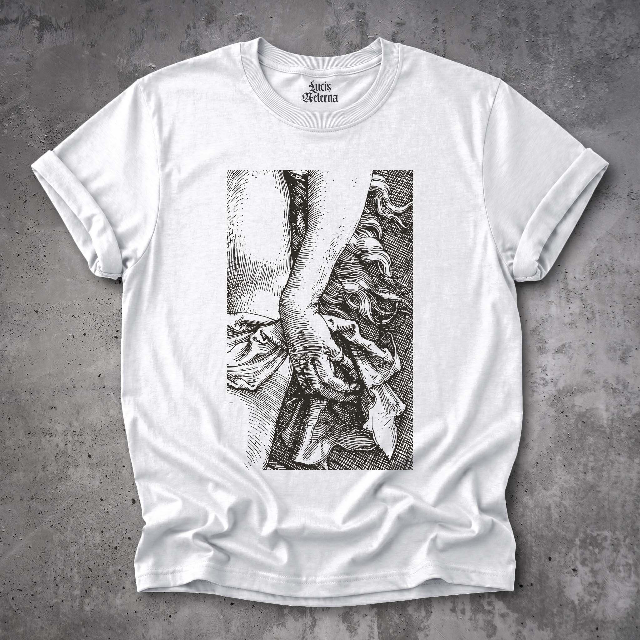 Albrecht Dürer Temptation of the Idler Detail - Unisex T-shirt - Image 8