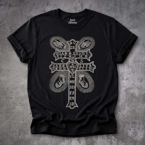 Saint Benedict Plague Cross Shirt, Medieval Plague Protection Talisman, Gothic Catholic Gift, Unisex