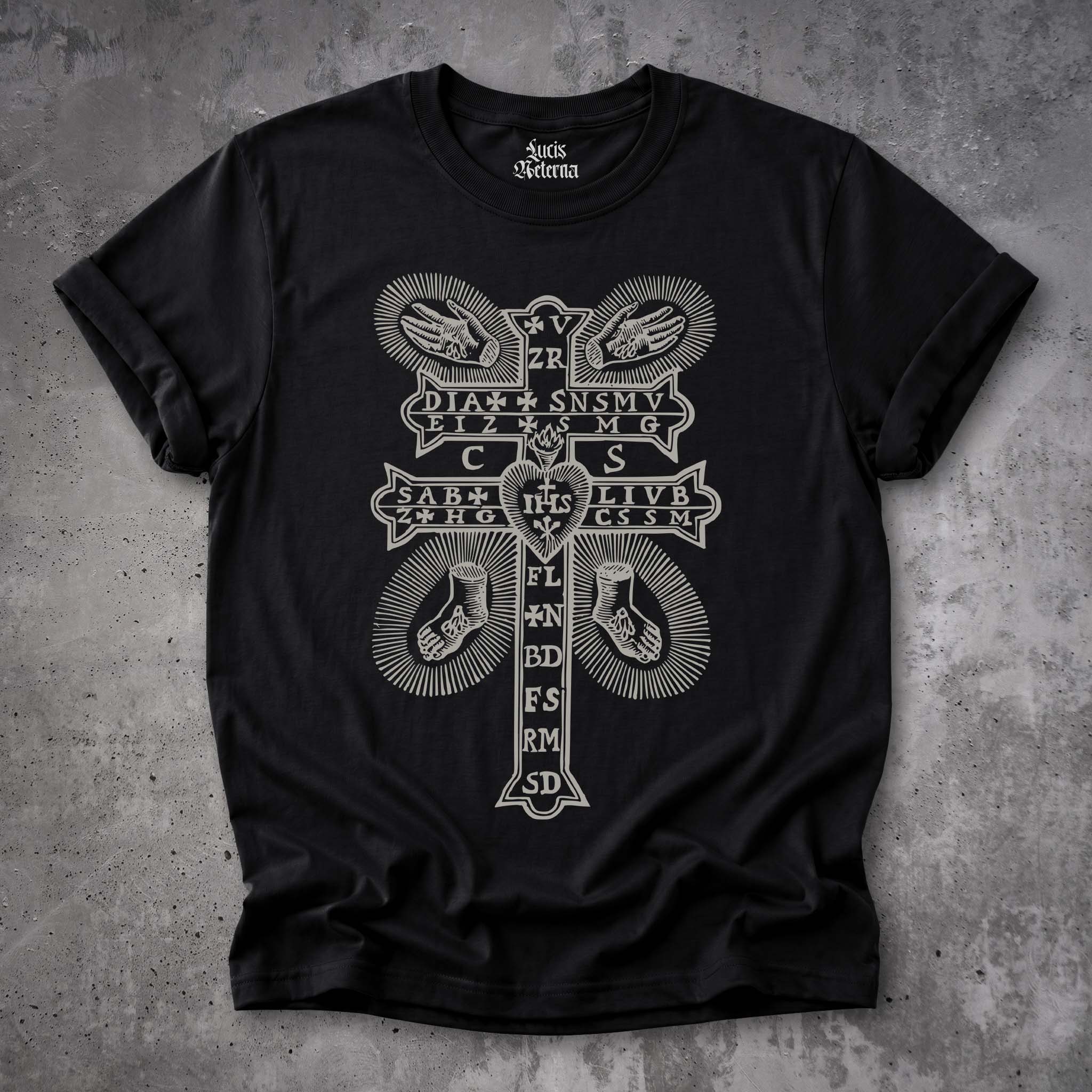 Saint Benedict Plague Cross Shirt, Medieval Plague Protection Talisman, Gothic Catholic Gift, Unisex