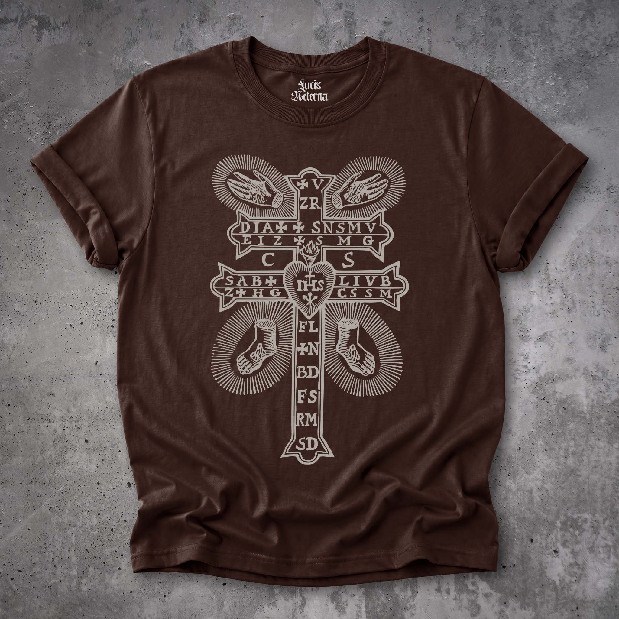 Saint Benedict Plague Cross Shirt, Medieval Plague Protection Talisman, Gothic Catholic Gift, Unisex - Image 3