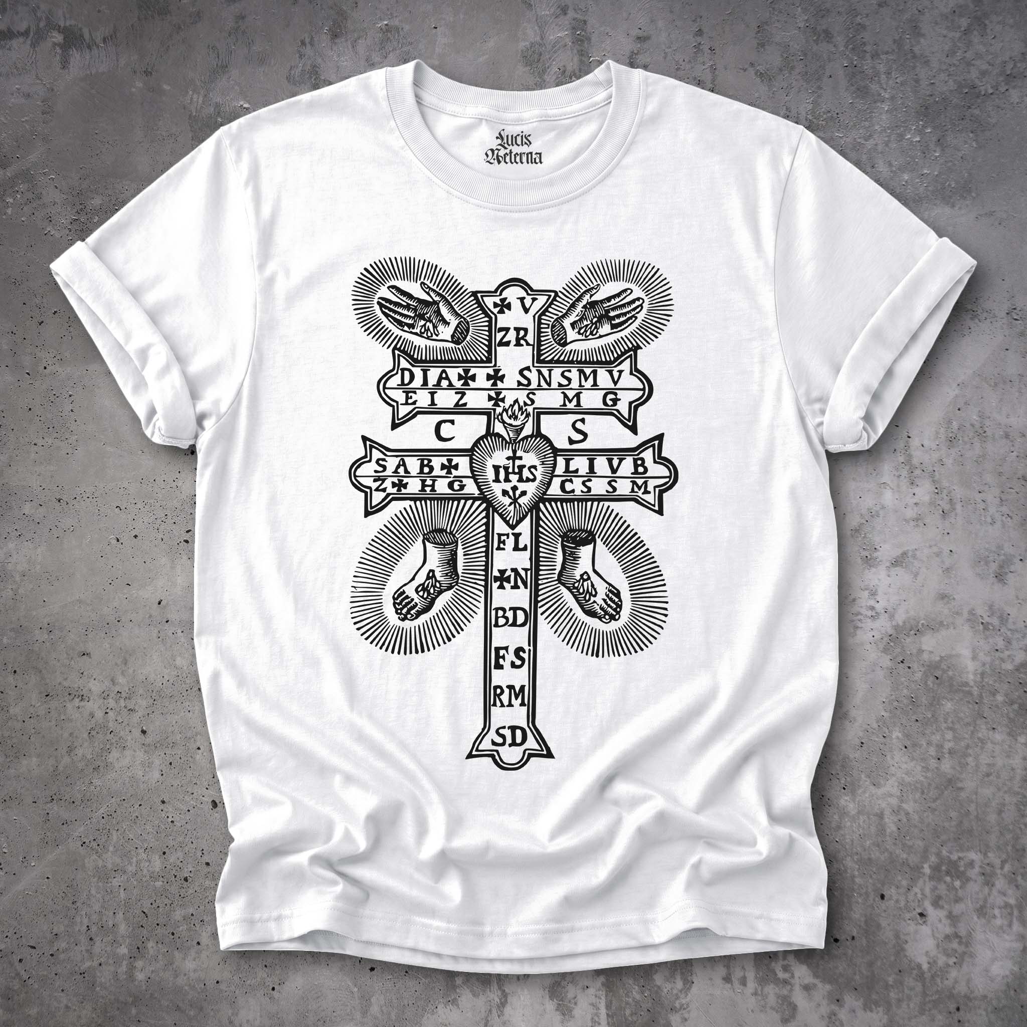 Saint Benedict Plague Cross Shirt, Medieval Plague Protection Talisman, Gothic Catholic Gift, Unisex - Image 7