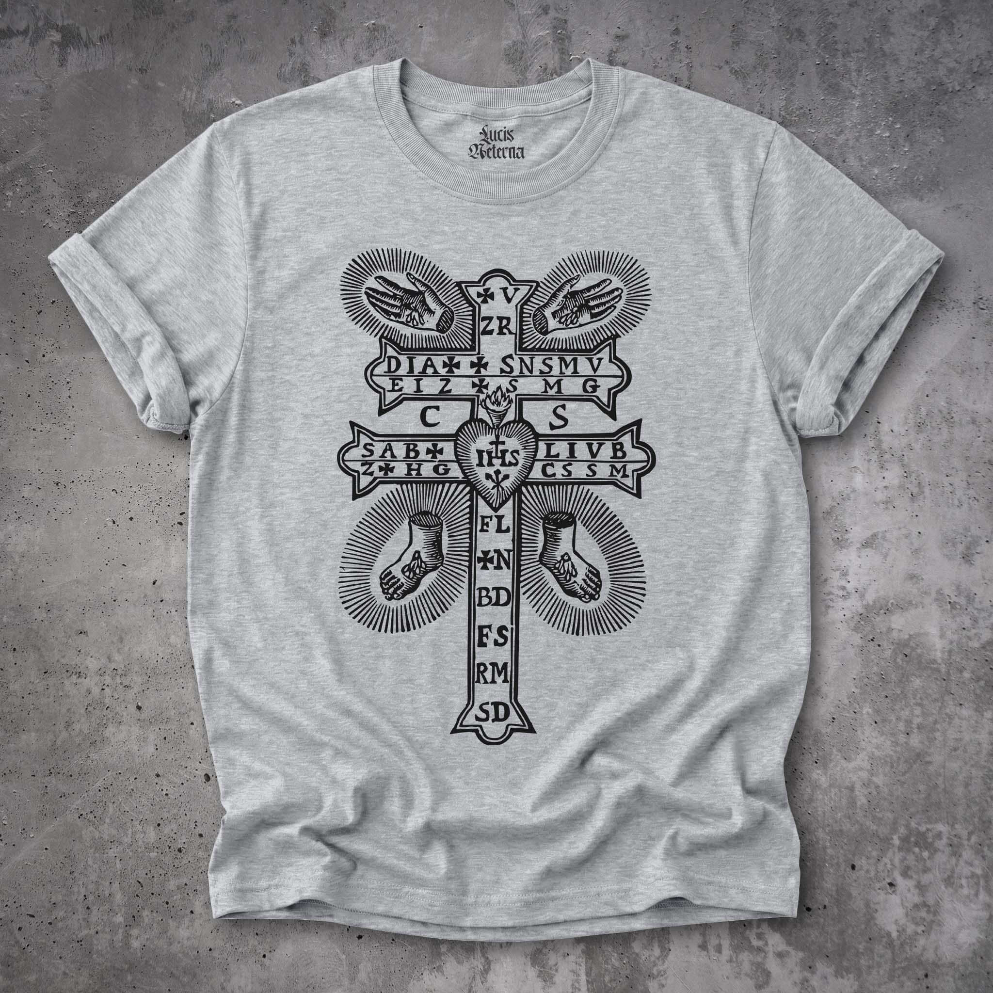 Saint Benedict Plague Cross Shirt, Medieval Plague Protection Talisman, Gothic Catholic Gift, Unisex - Image 8