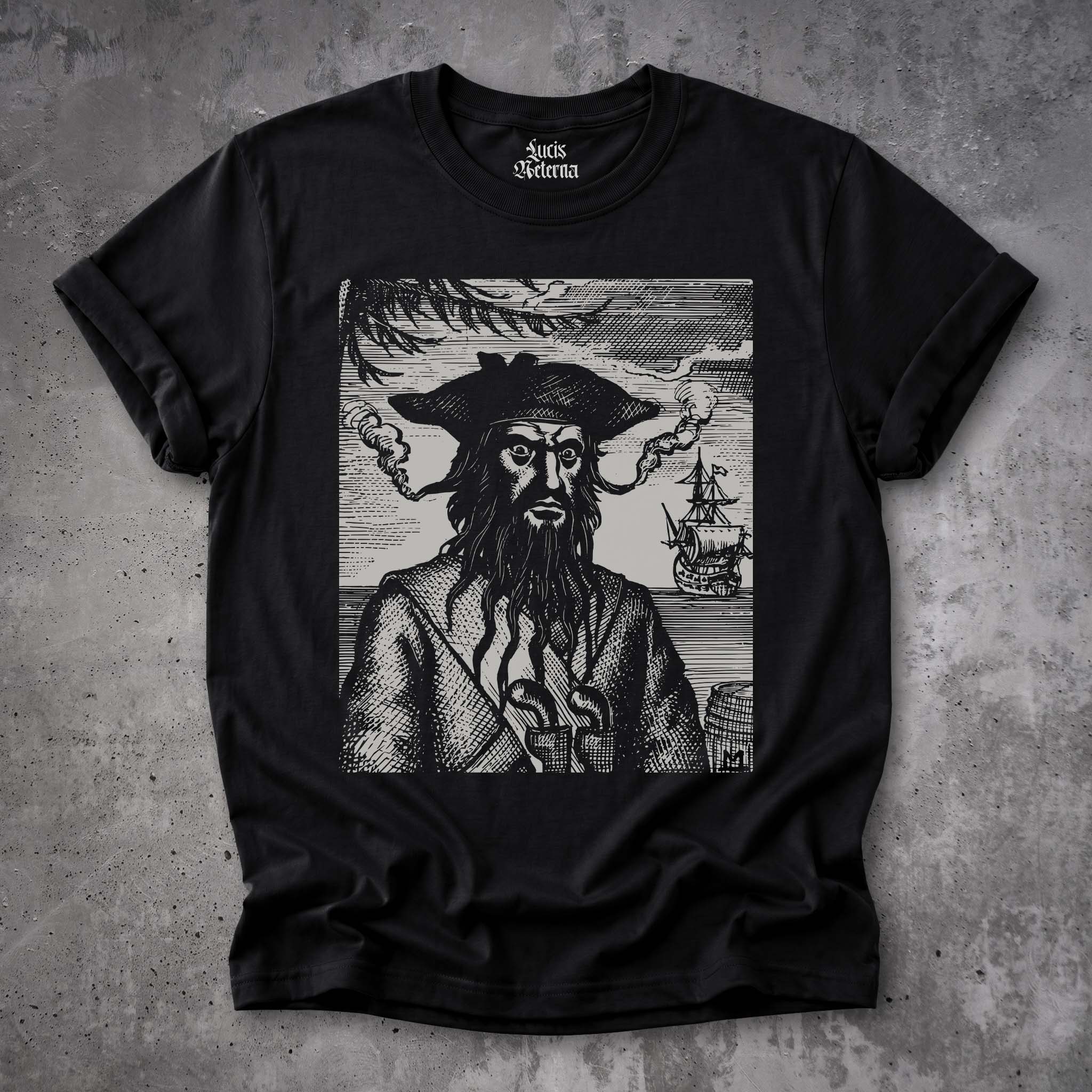 Blackbeard Vintage Pirate Shirt | Historical Maritime Engraving | Nautical History - Unisex Tshirt