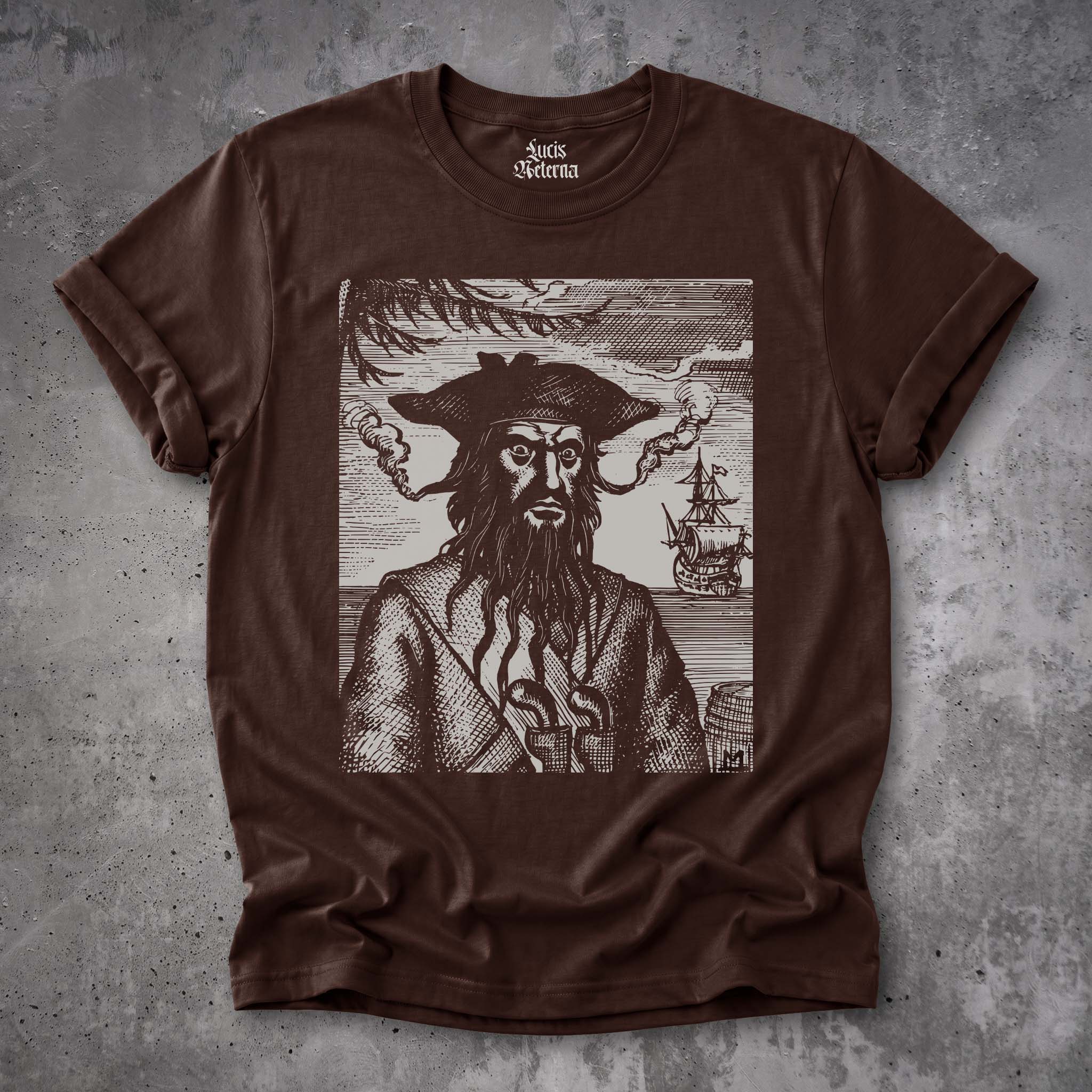 Blackbeard Vintage Pirate Shirt | Historical Maritime Engraving | Nautical History - Unisex Tshirt - Image 9