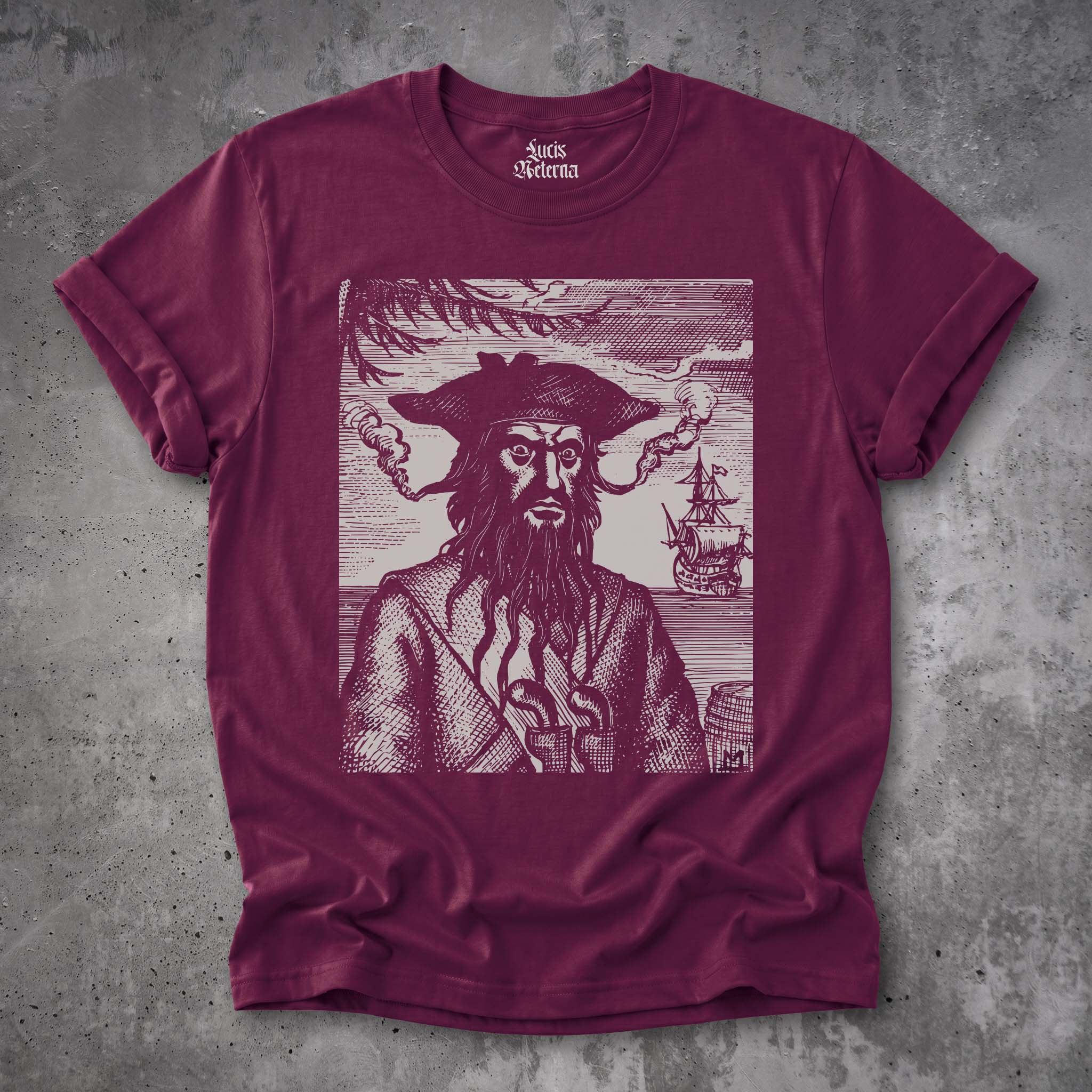 Blackbeard Vintage Pirate Shirt | Historical Maritime Engraving | Nautical History - Unisex Tshirt - Image 10