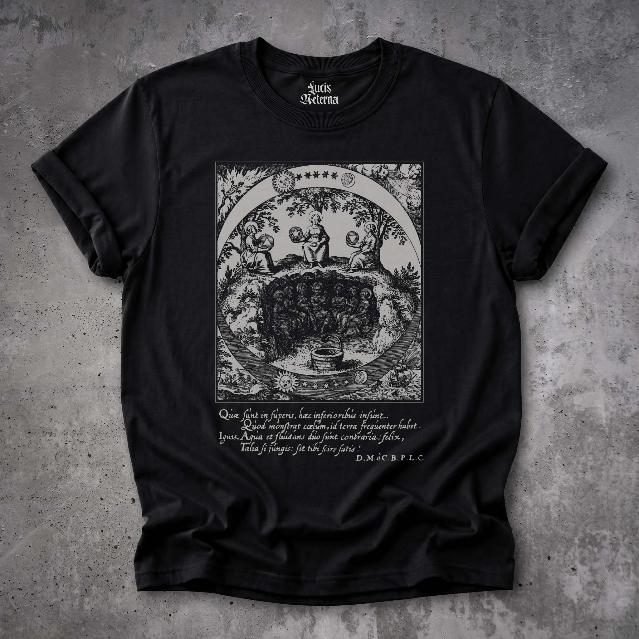 Alchemical Cosmology Shirt | Hermetic Philosophy Engraving | Rosicrucian Alchemy Tee | Renaissance Occult Art | Dark Academia Shirt