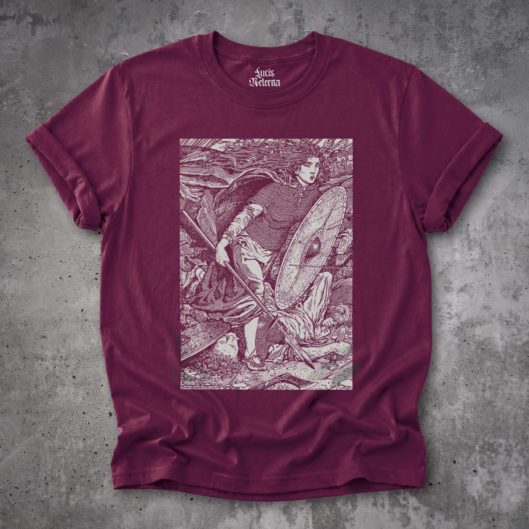 Lagertha Shieldmaiden 1913 Viking Warrior Illustration by Morris Meredith Williams - Unisex T-shirt - Image 4