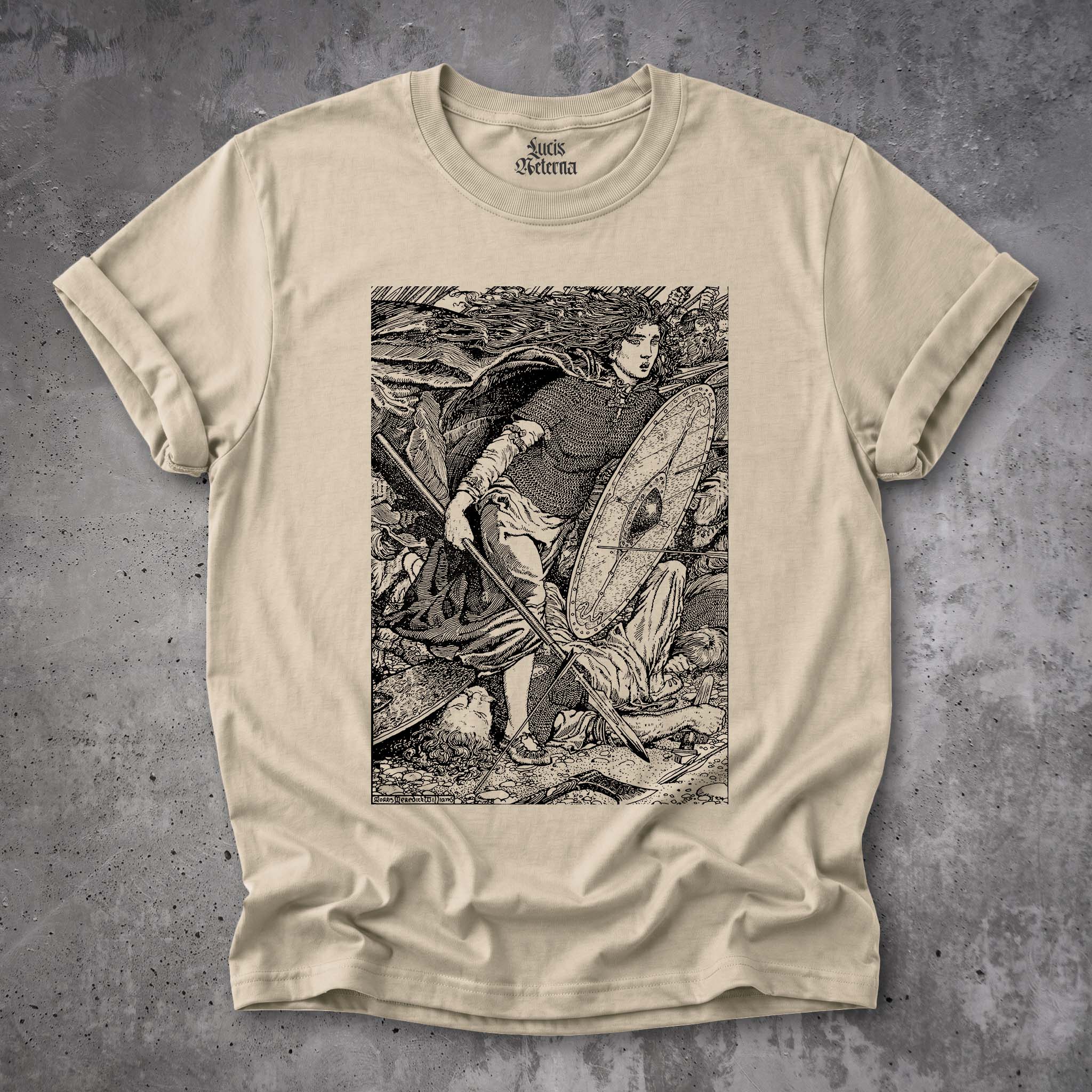 Lagertha Shieldmaiden 1913 Viking Warrior Illustration by Morris Meredith Williams - Unisex T-shirt - Image 8