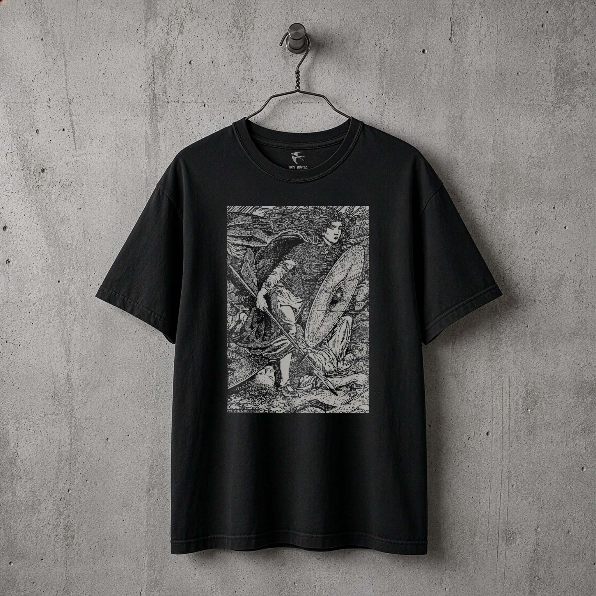 Lagertha Shieldmaiden 1913 Viking Warrior Illustration by Morris Meredith Williams - Unisex T-shirt - Image 9