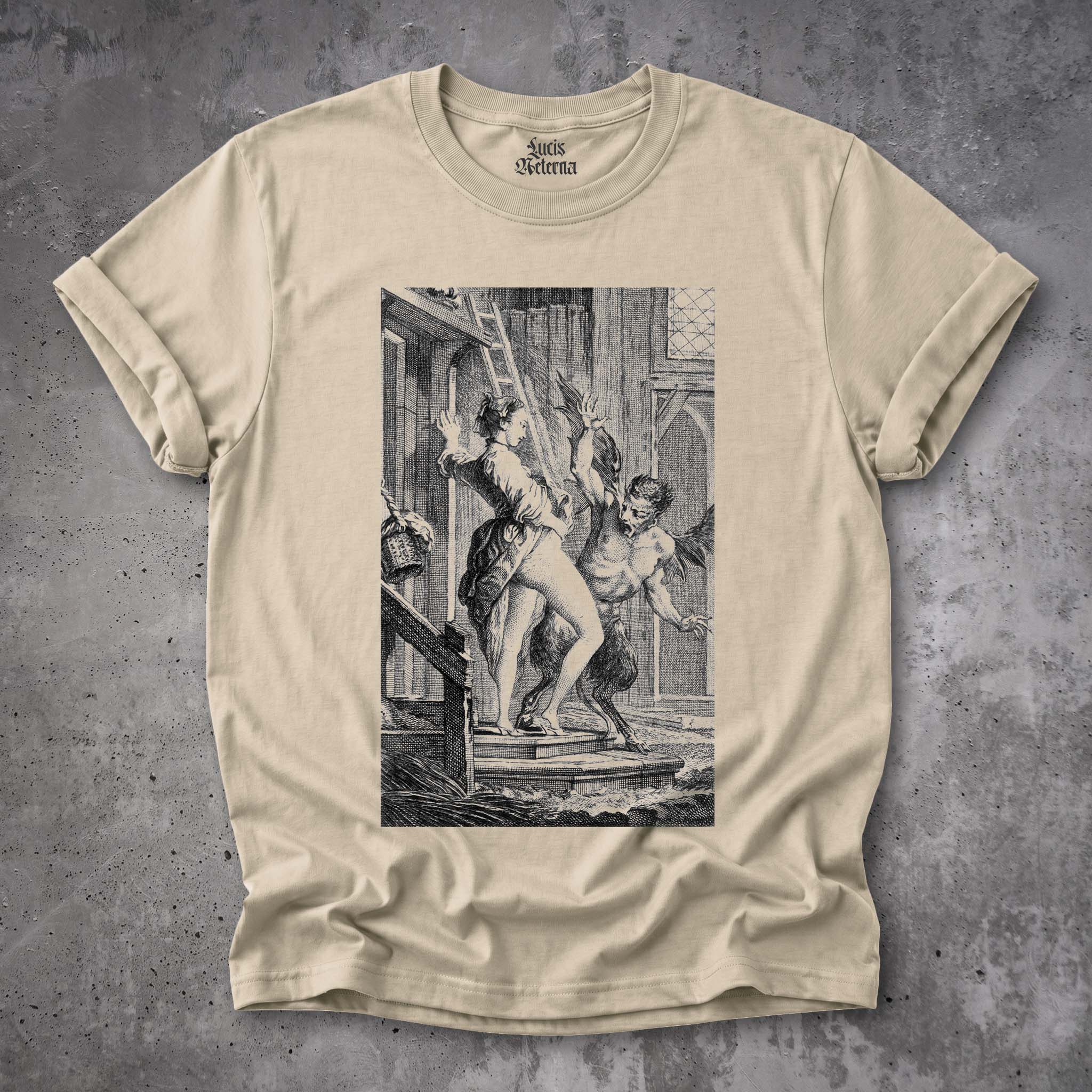 Perretta Frightens the Demon Antique Illustration Unisex Tee - Image 5