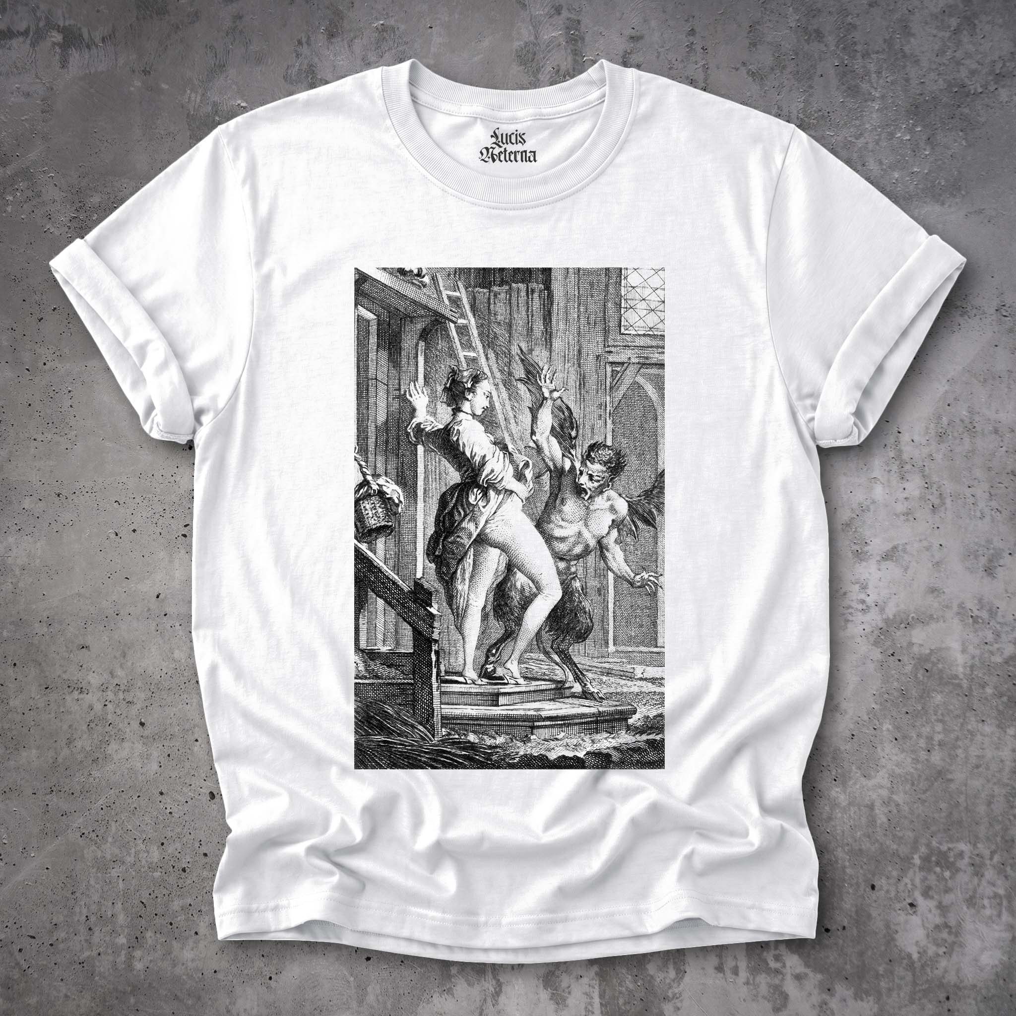 Perretta Frightens the Demon Antique Illustration Unisex Tee - Image 6