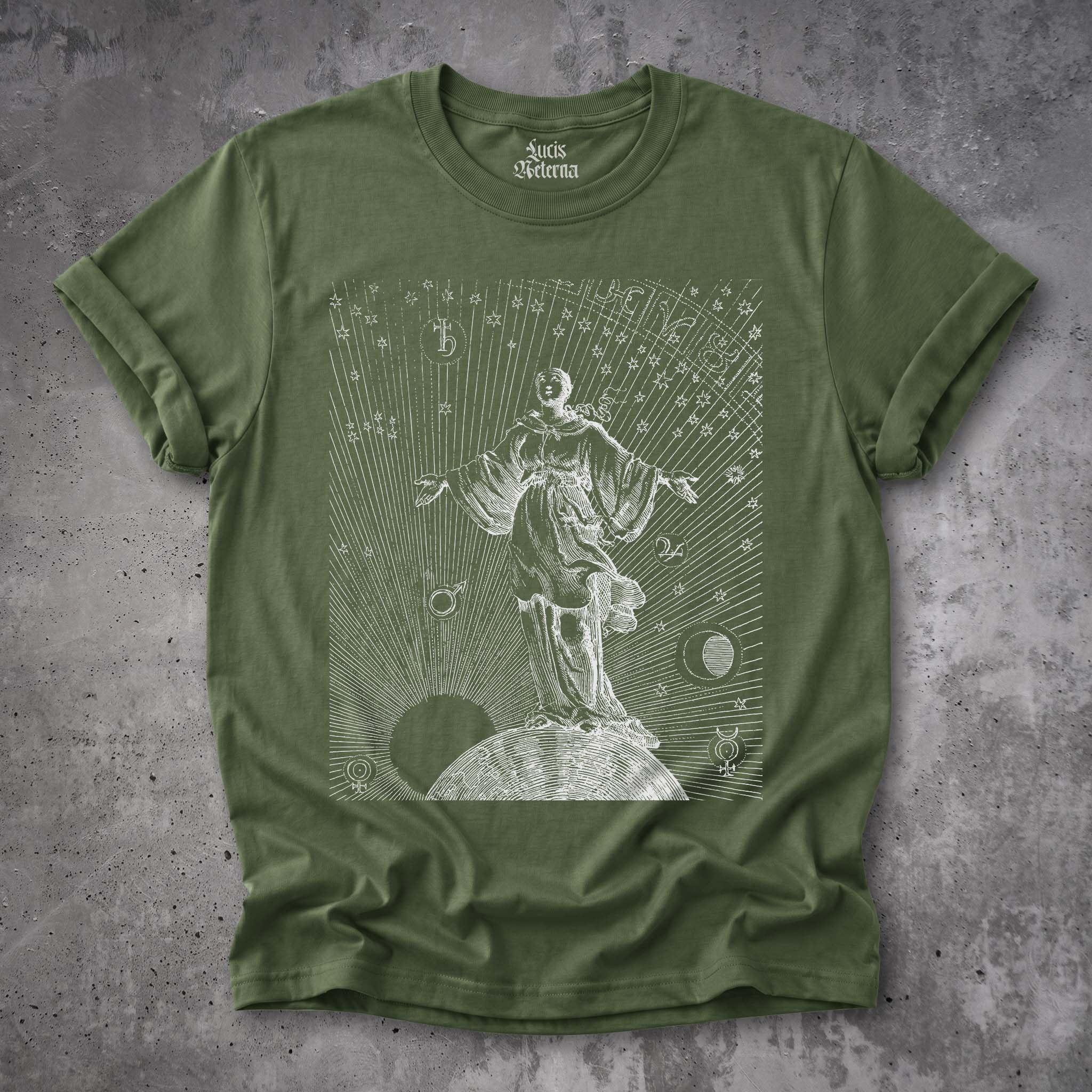 Celestial Woman | Vintage Astrology Art Tee | Renaissance Astronomical Illustration - Unisex Tshirt - Image 4