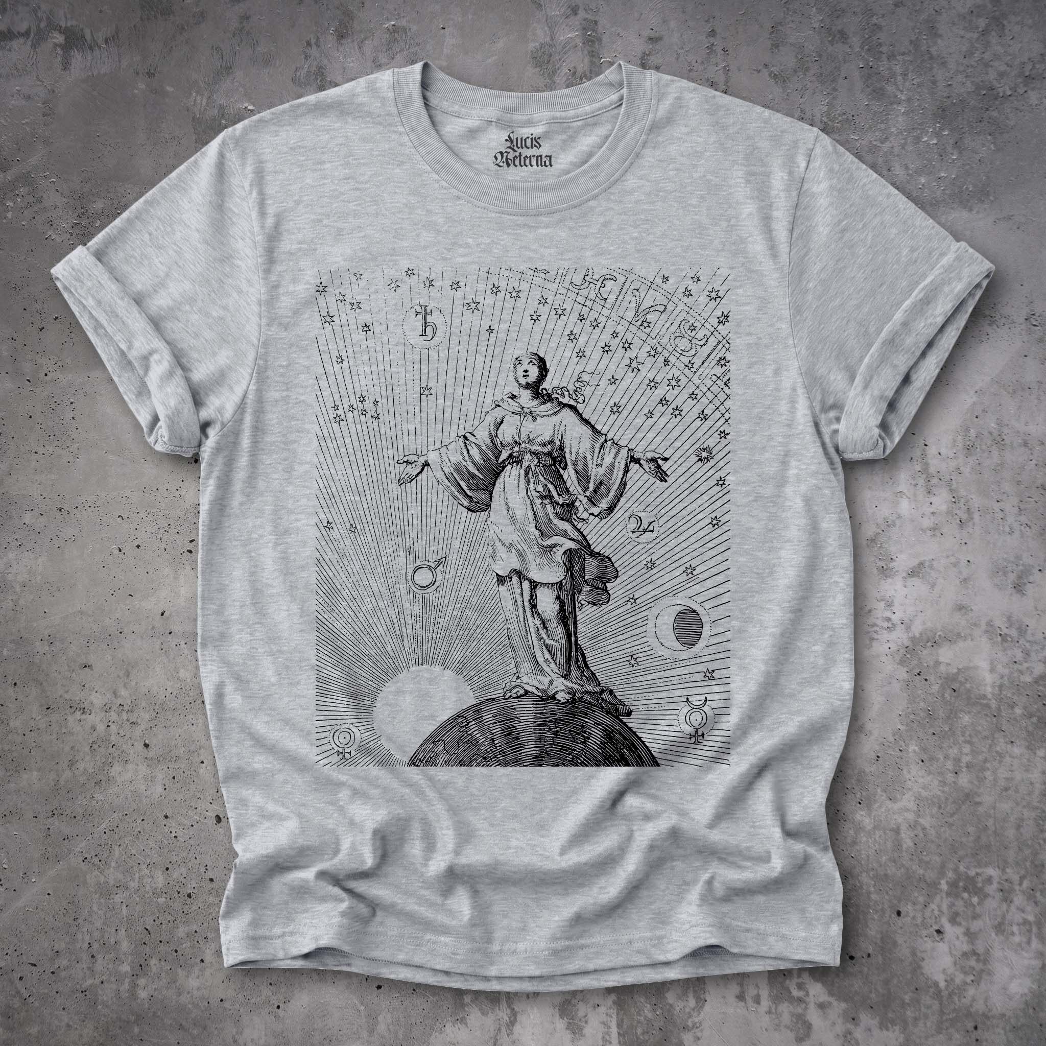 Celestial Woman | Vintage Astrology Art Tee | Renaissance Astronomical Illustration - Unisex Tshirt - Image 5