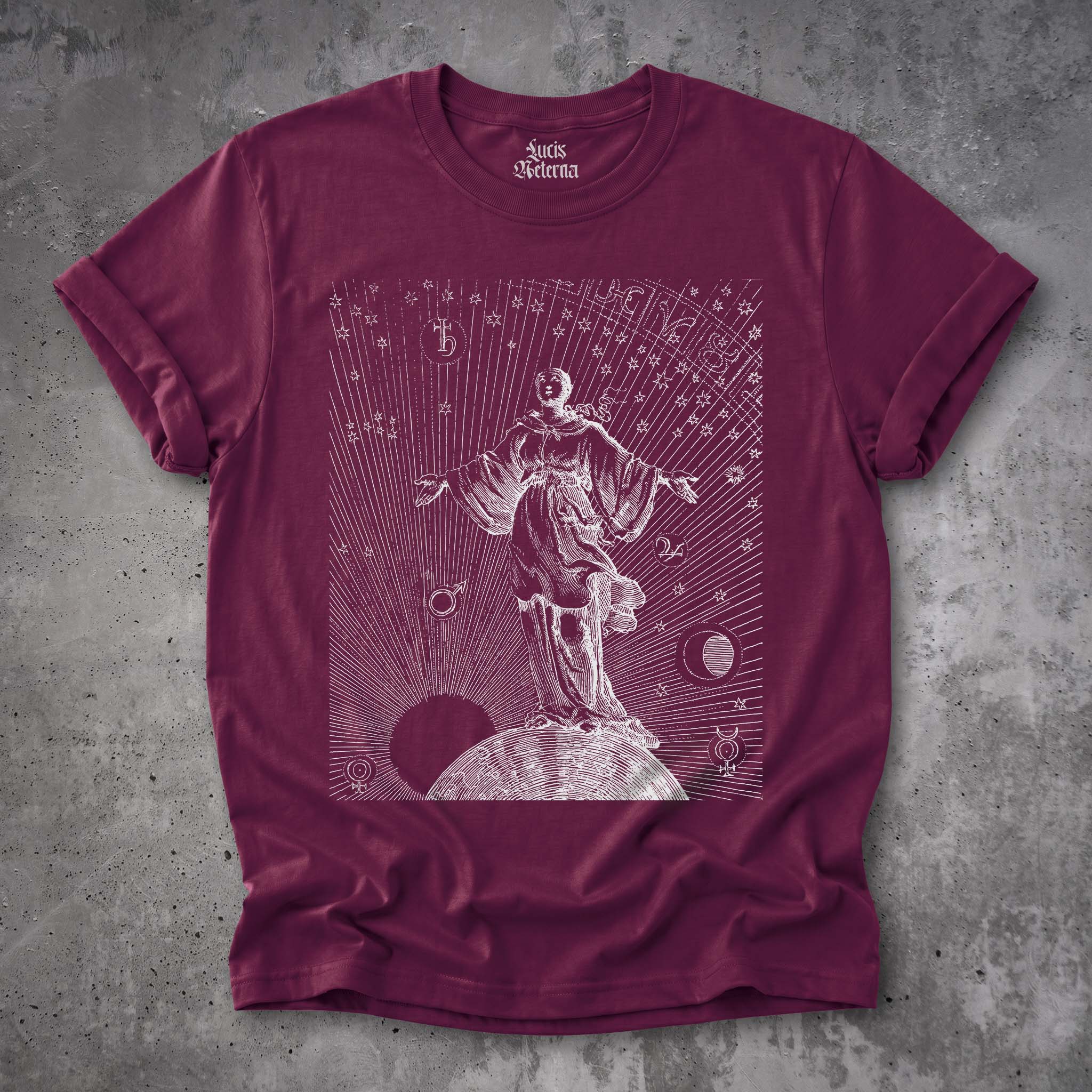 Celestial Woman | Vintage Astrology Art Tee | Renaissance Astronomical Illustration - Unisex Tshirt - Image 6