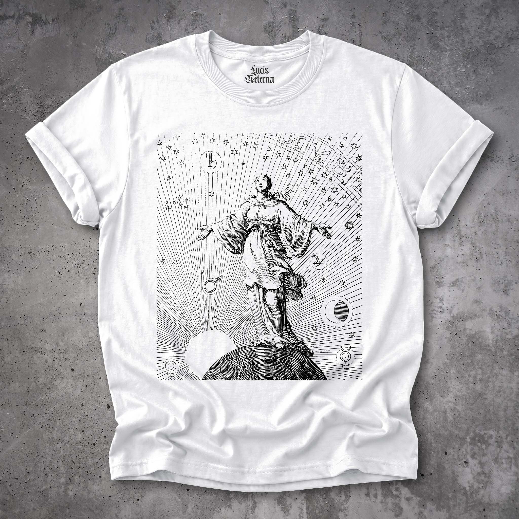 Celestial Woman | Vintage Astrology Art Tee | Renaissance Astronomical Illustration - Unisex Tshirt - Image 8